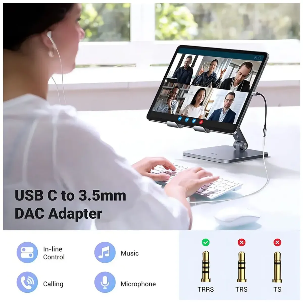 ADAPTADOR USB-C A JACK 3.5MM UGREEN AV161 DAC PARA AUDÍFONOS Y MICRÓFONO - 2