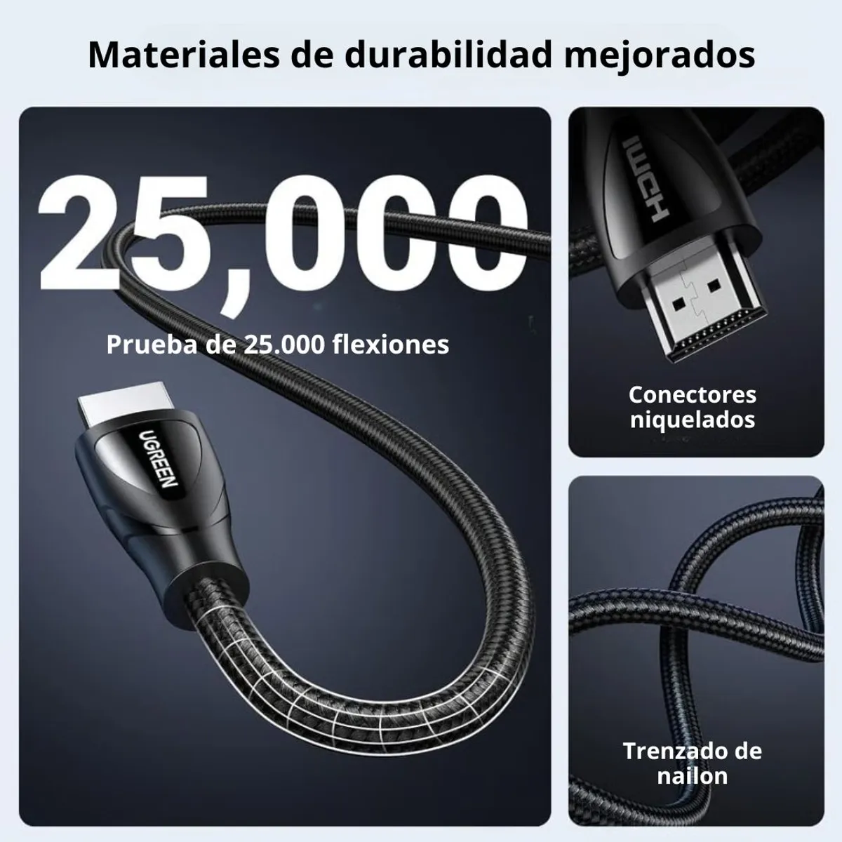 CABLE HDMI UGREEN HD140 5M 8K 60HZ 4K 120HZ HDMI 2.1 48GBPS PARA PS5 XBOX TV Y PROYECTOR - 8