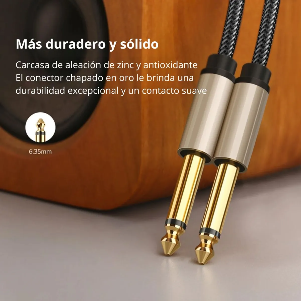 CABLE DE AUDIO UGREEN AV128 6.35 MM TRS MACHO A MACHO HIFI 3 METROS PARA AMPLIFICADOR Y MEZCLADORA - 2