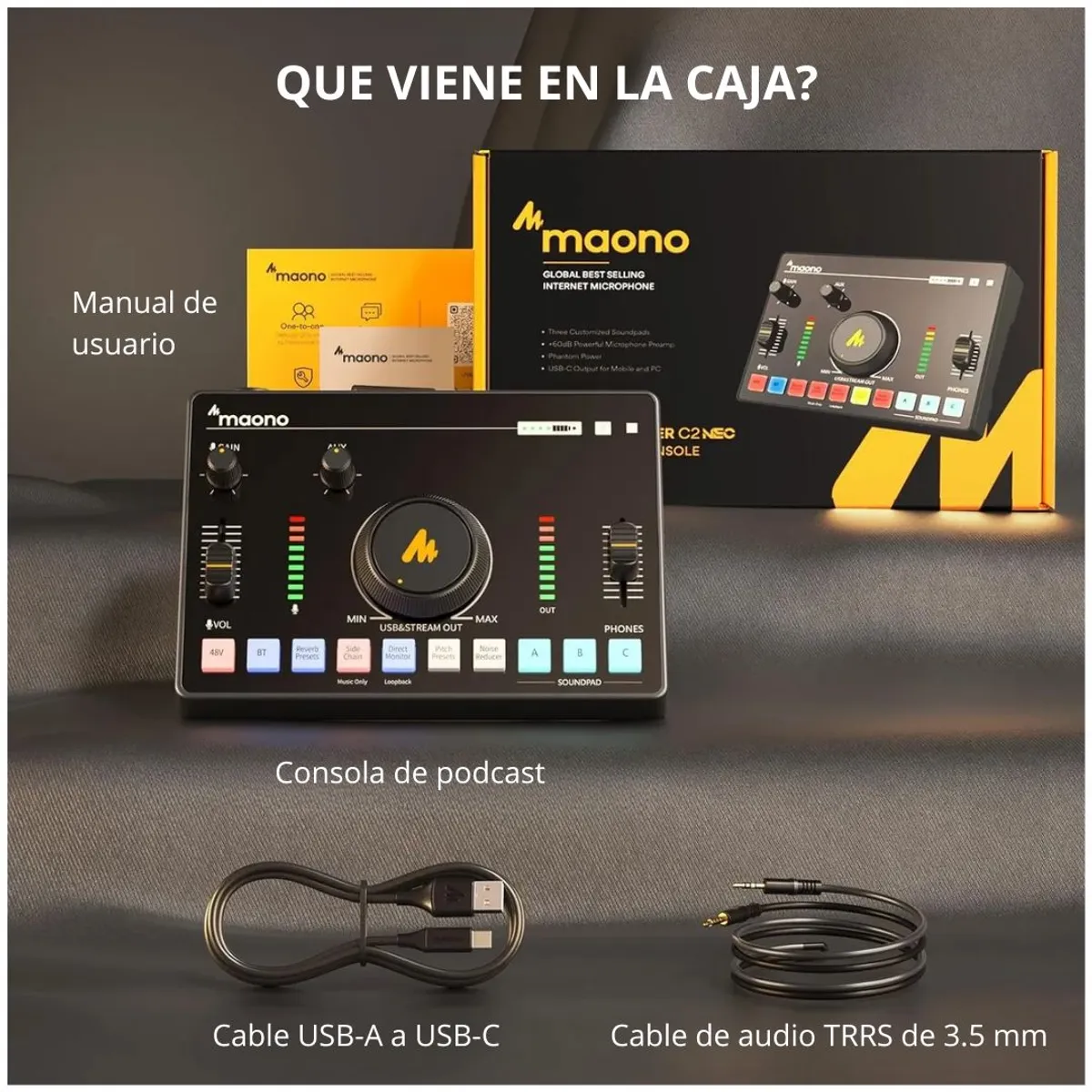 INTERFAZ DE AUDIO Y MEZCLADOR MAONOCASTER AMC2 NEO XLR 48V USB-C BLUETOOTH - 7