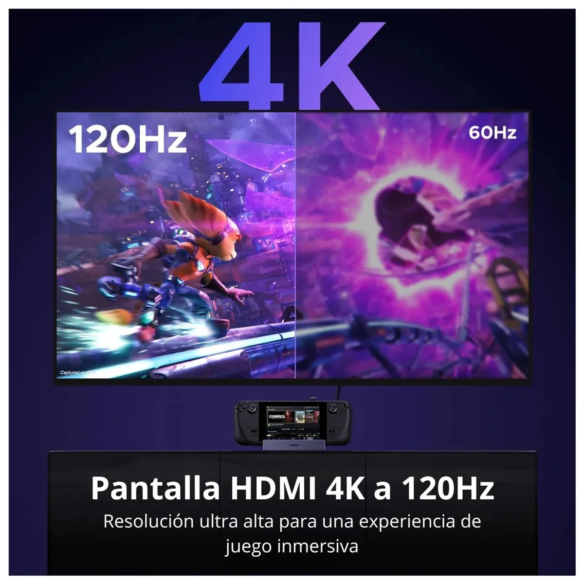 DOCK USB-C 6 EN 1 UGREEN PARA STEAM DECK ROG ALLY HDMI 4K 120HZ PD 100W ETHERNET GIGABIT - 3