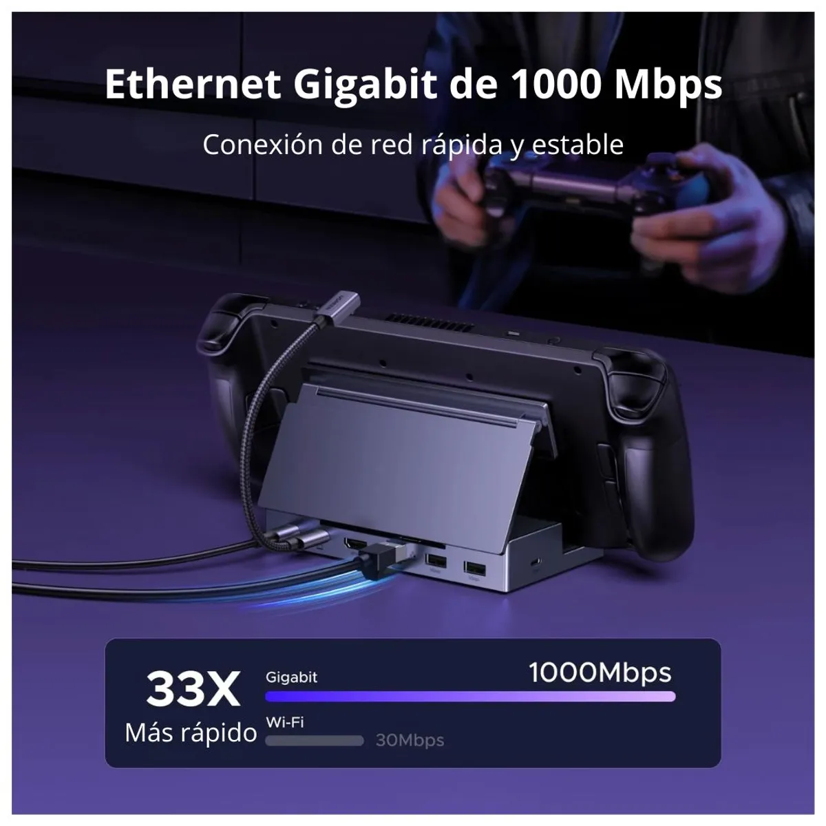 DOCK USB-C 6 EN 1 UGREEN PARA STEAM DECK ROG ALLY HDMI 4K 120HZ PD 100W ETHERNET GIGABIT - 5
