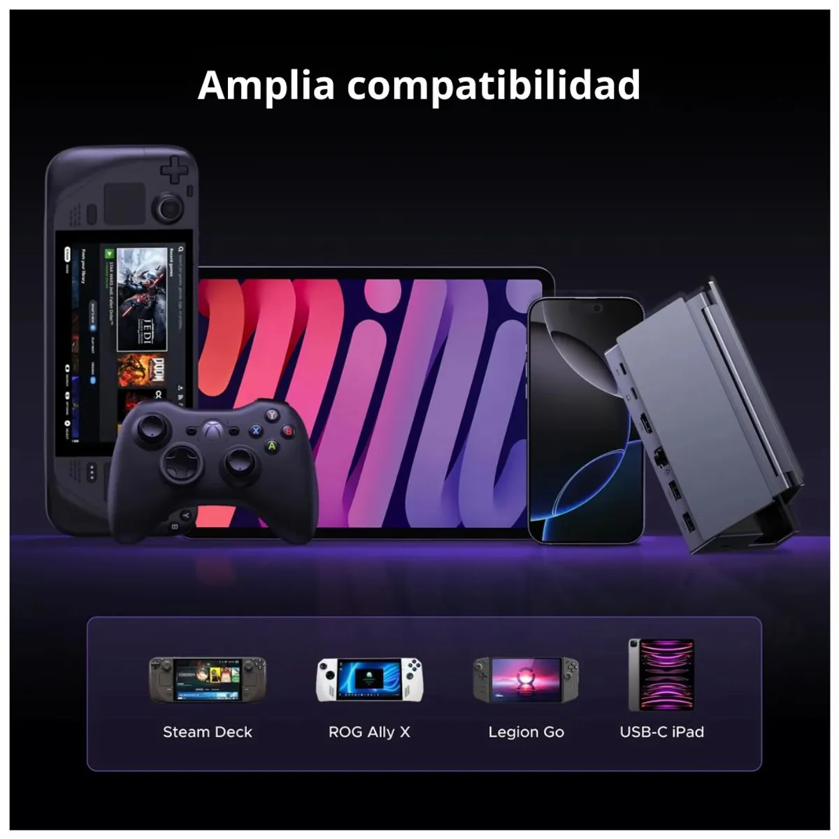 DOCK USB-C 6 EN 1 UGREEN PARA STEAM DECK ROG ALLY HDMI 4K 120HZ PD 100W ETHERNET GIGABIT - 8