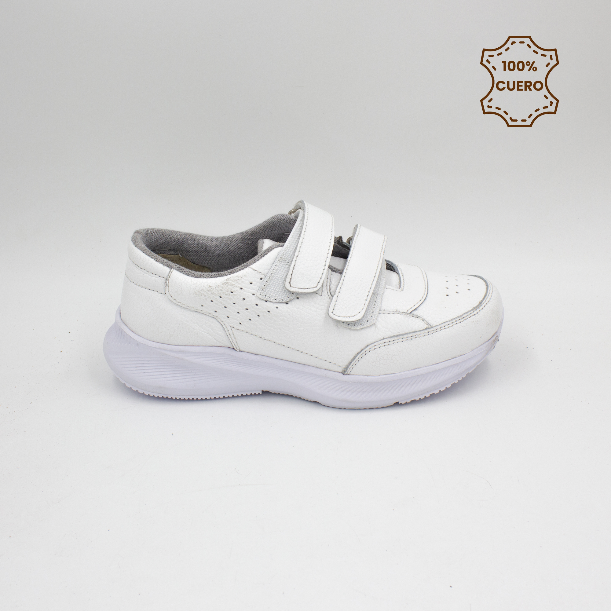 ZAPATILLAS PEGA PEGA NIÑO Y NIÑA DEPOR CUERO BLANCO - 1