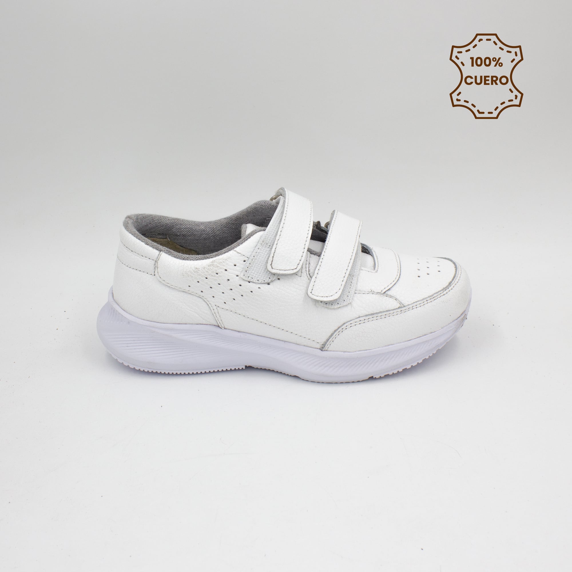 ZAPATILLAS PEGA PEGA NIÑO Y NIÑA DEPOR CUERO BLANCO - 1