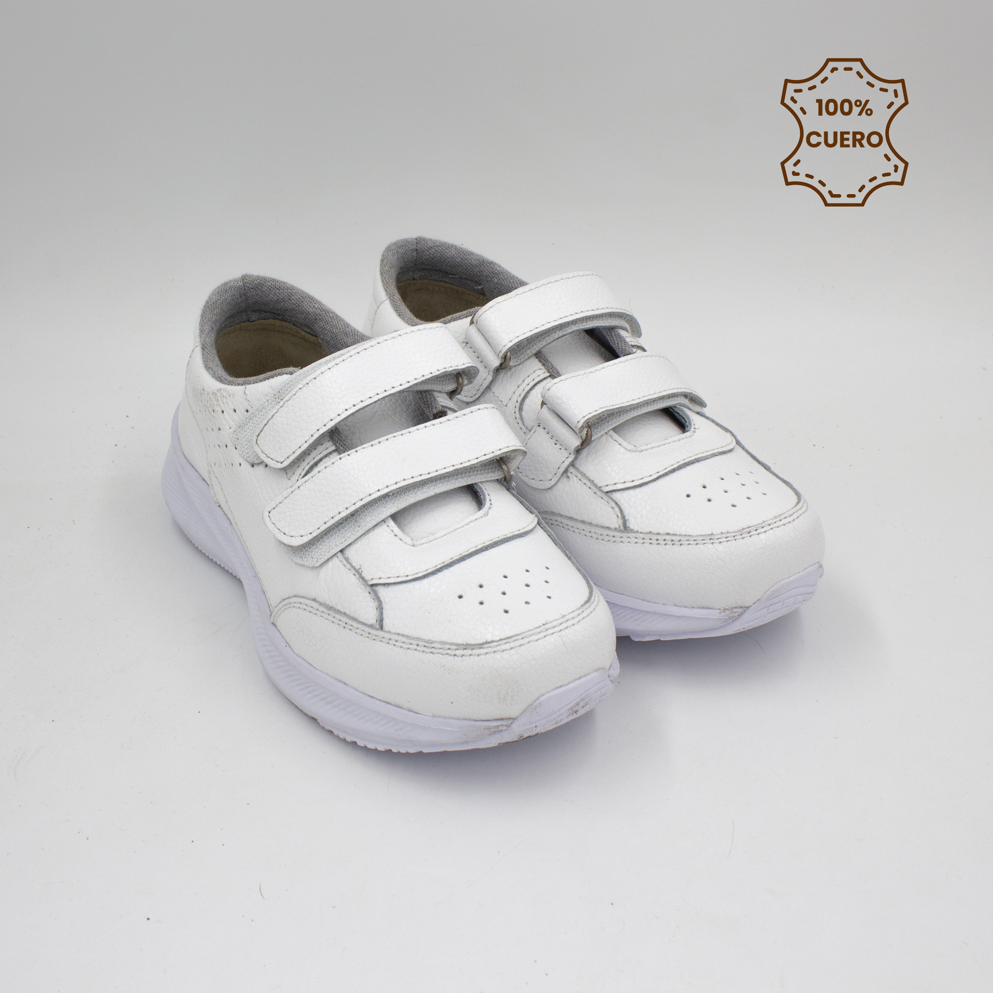 ZAPATILLAS PEGA PEGA NIÑO Y NIÑA DEPOR CUERO BLANCO - 2