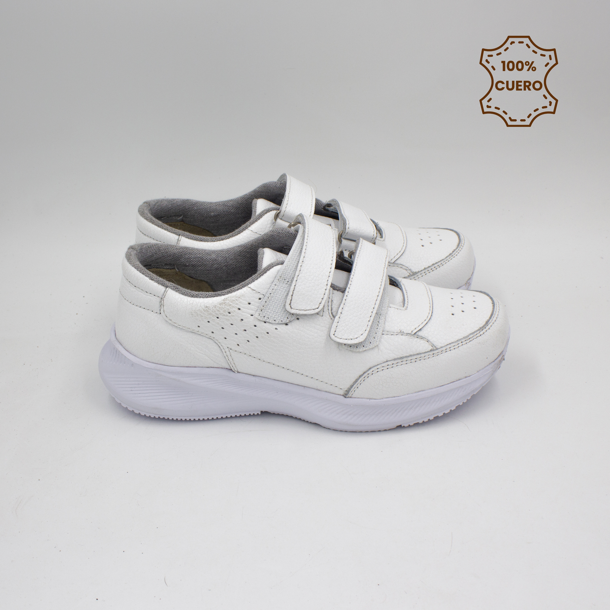 ZAPATILLAS PEGA PEGA NIÑO Y NIÑA DEPOR CUERO BLANCO - 3