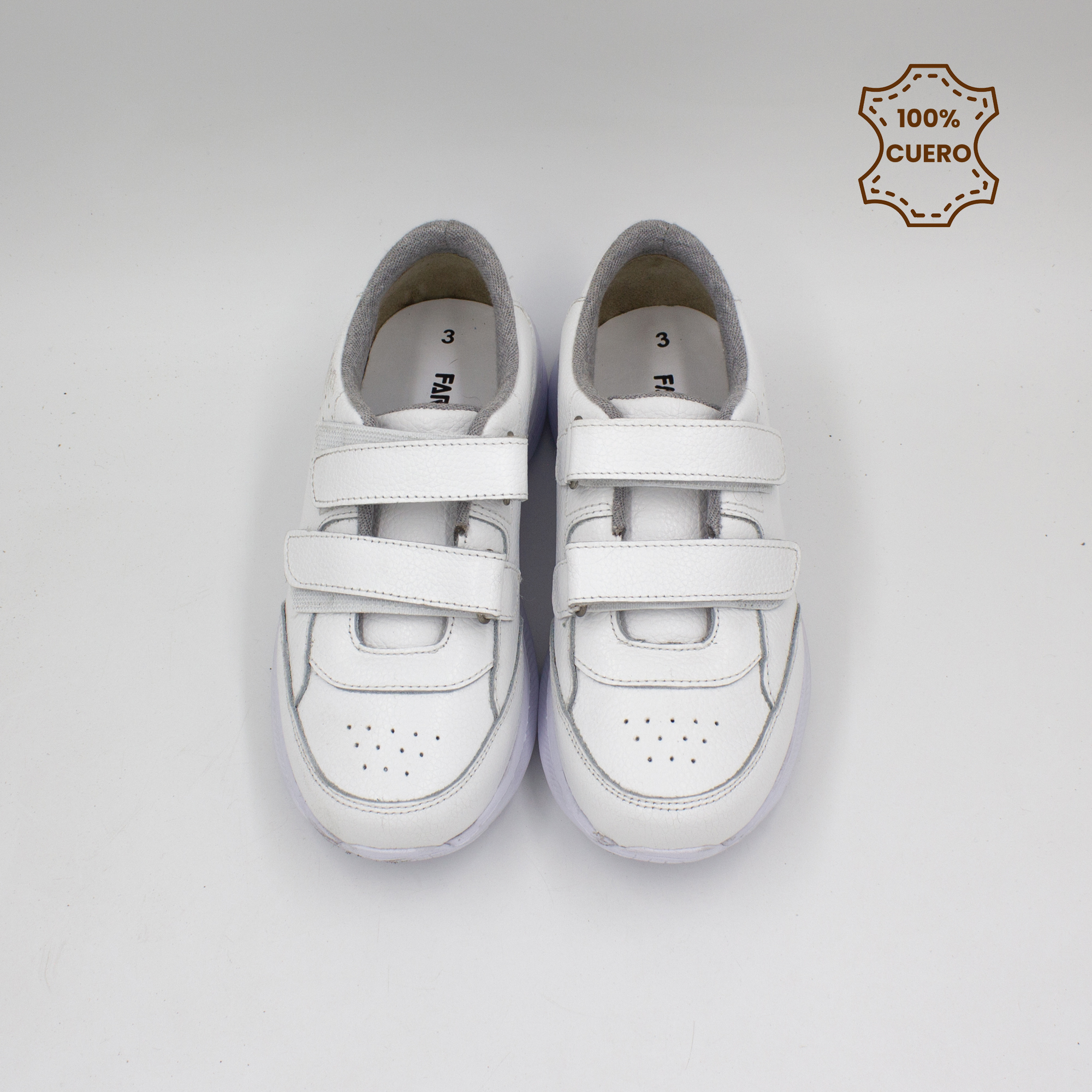 ZAPATILLAS PEGA PEGA NIÑO Y NIÑA DEPOR CUERO BLANCO - 4