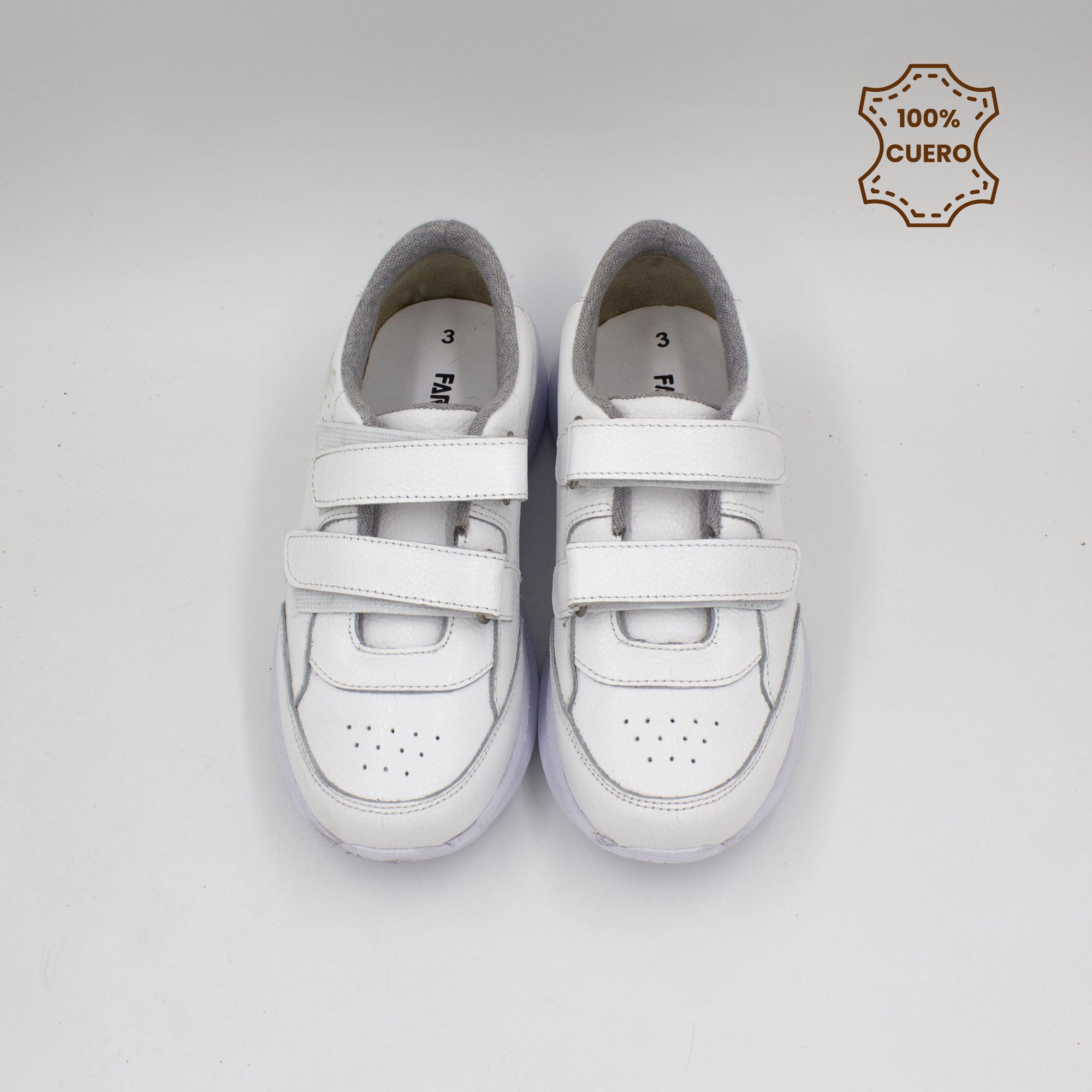 ZAPATILLAS PEGA PEGA NIÑO Y NIÑA DEPOR CUERO BLANCO - 4