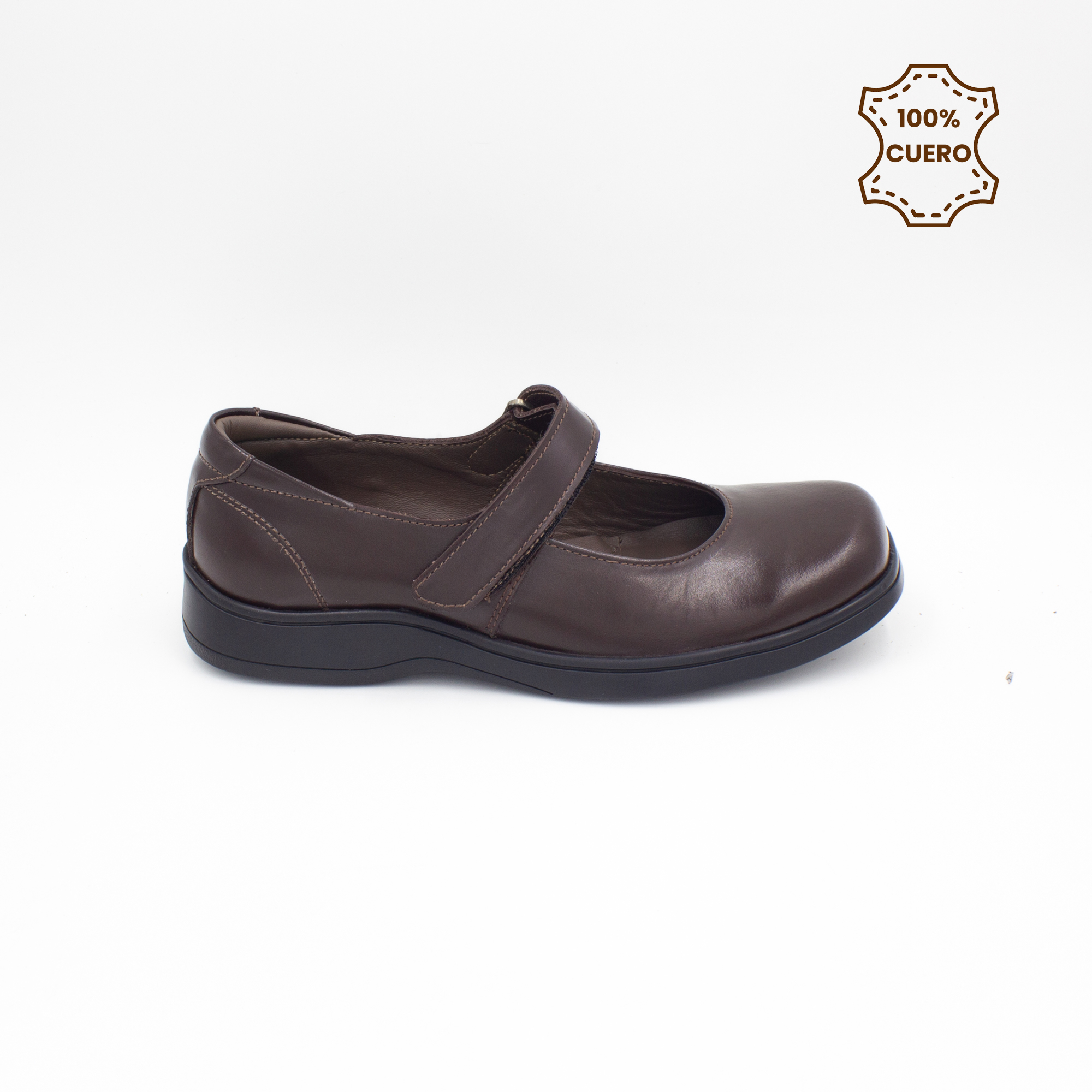 ZAPATOS NIÑA MARY JANE CUERO MARRON - 1
