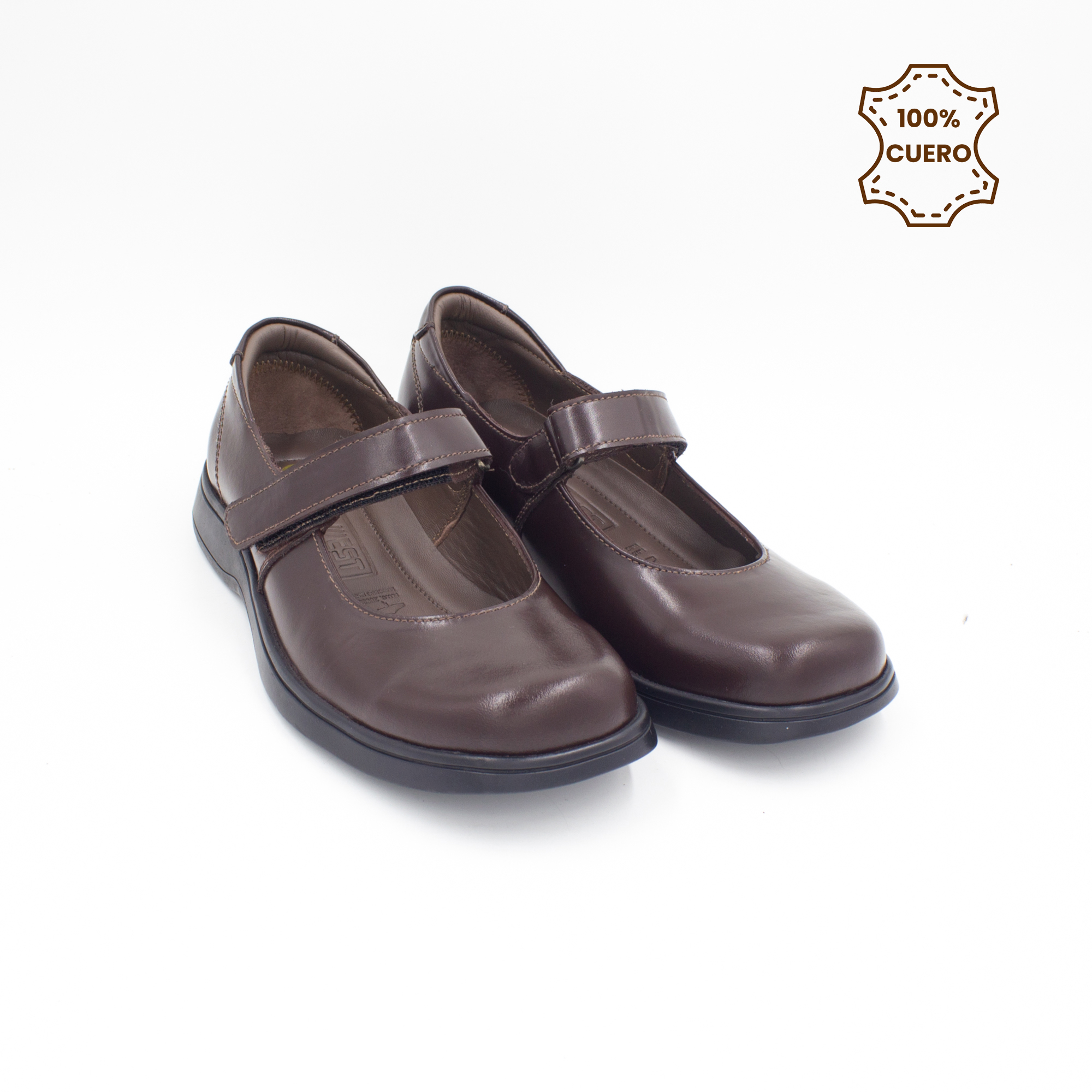 ZAPATOS NIÑA MARY JANE CUERO MARRON - 2