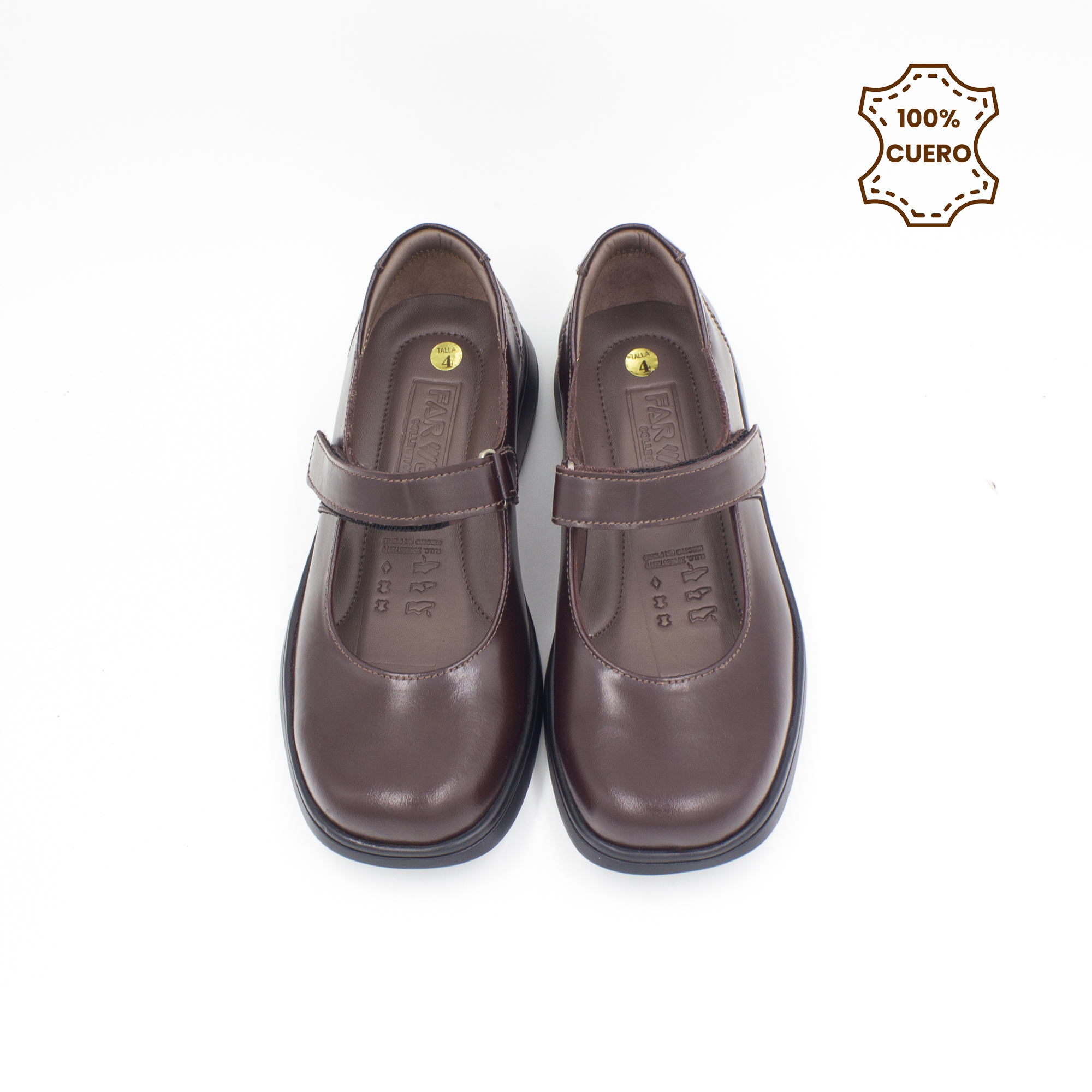 ZAPATOS NIÑA MARY JANE CUERO MARRON - 4