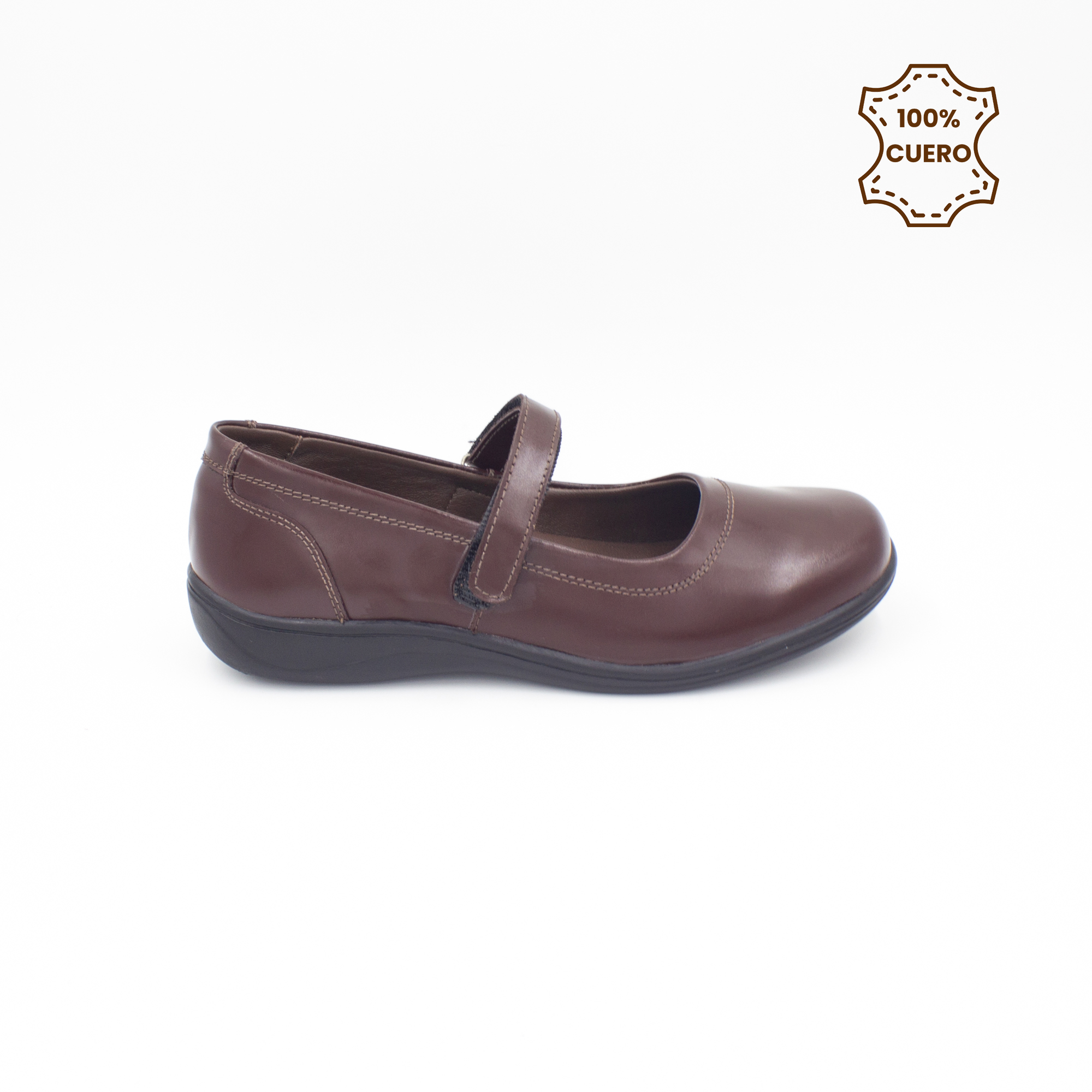 ZAPATOS PEGA PEGA NIÑA DEBBY CUERO GUINDA - 1