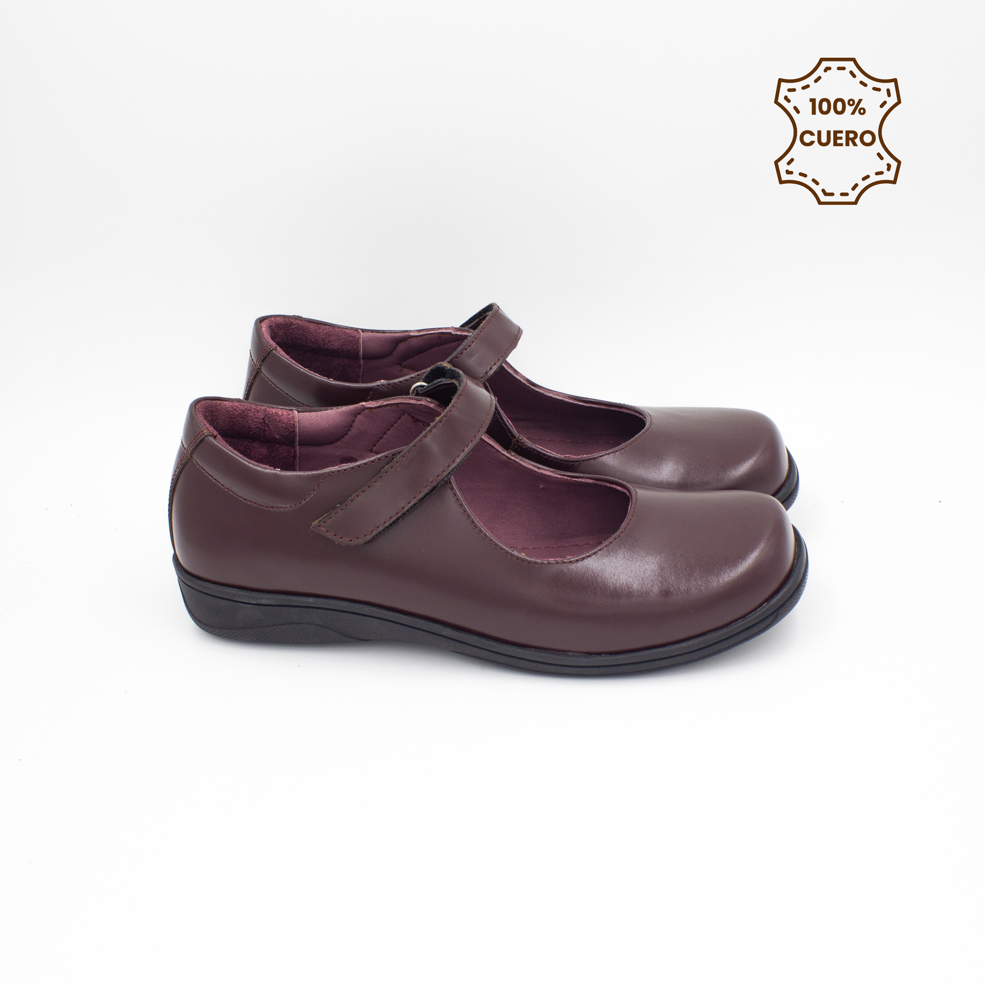ZAPATOS PEGA PEGA NIÑA CHARLOTTE CUERO GUINDA - 3