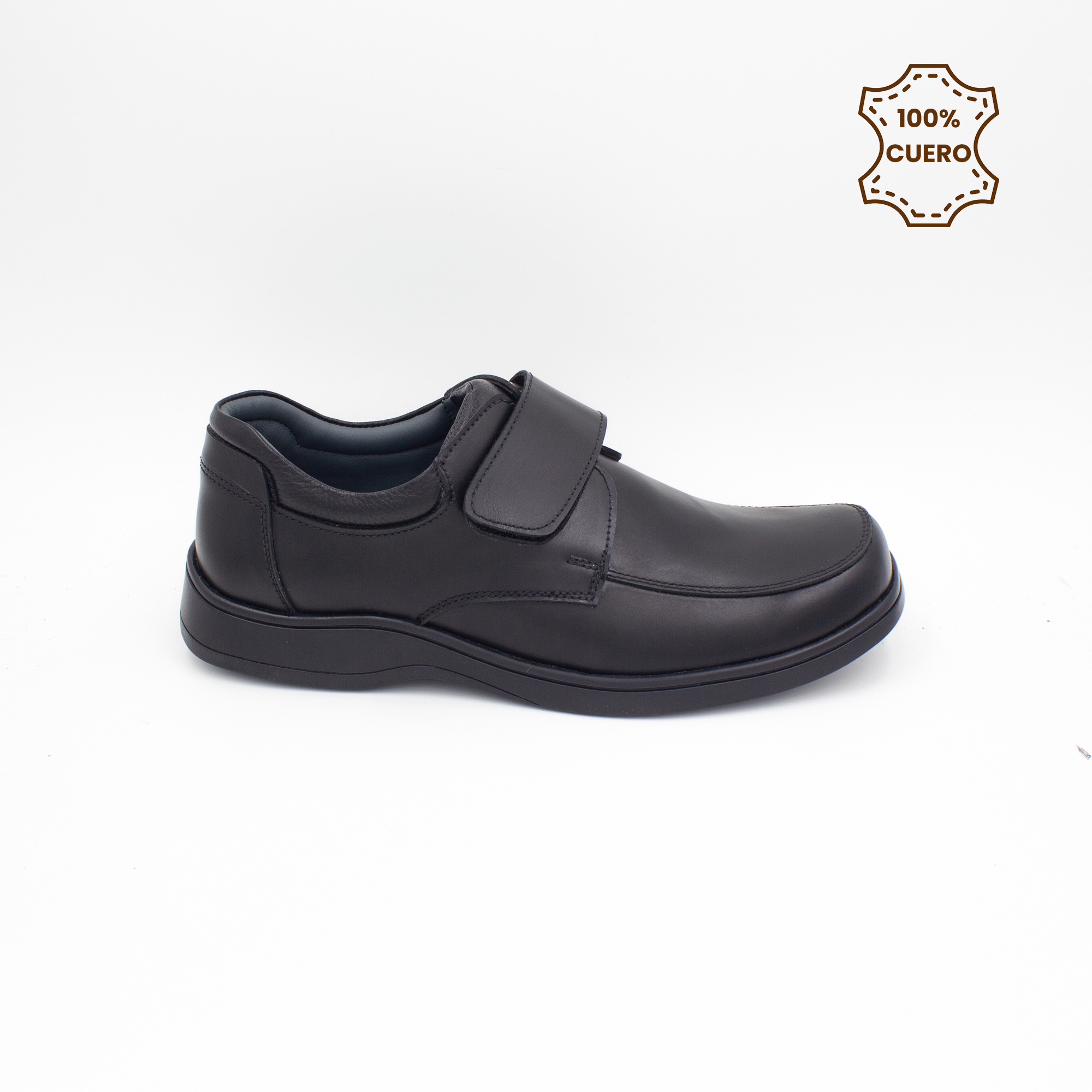 ZAPATOS PEGA PEGA NIÑO LIAM CUERO NEGRO - 1