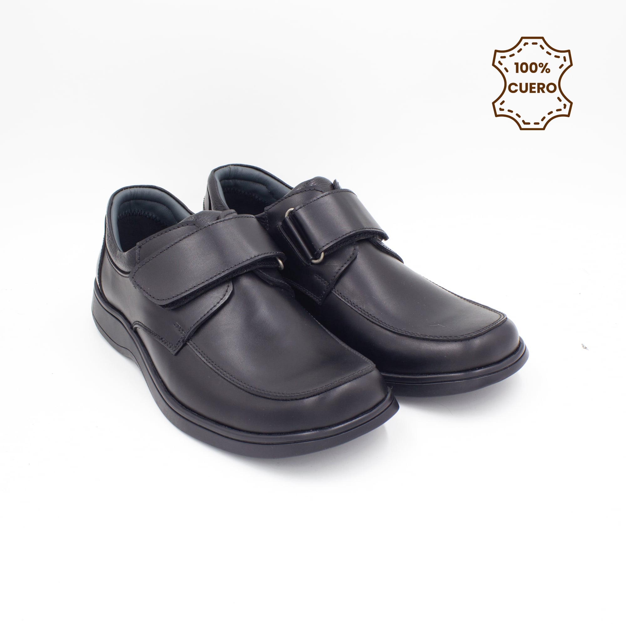 ZAPATOS PEGA PEGA NIÑO LIAM CUERO NEGRO - 2
