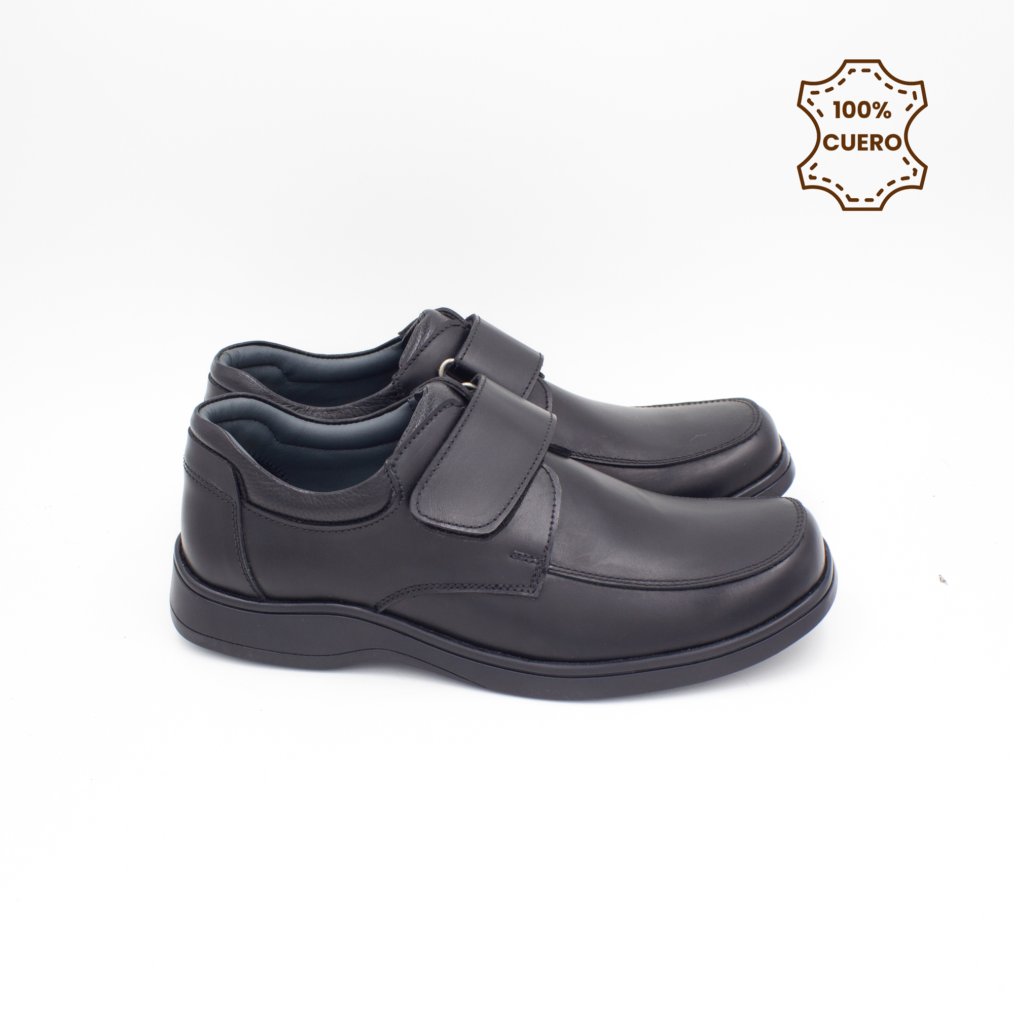 ZAPATOS PEGA PEGA NIÑO LIAM CUERO NEGRO - 3