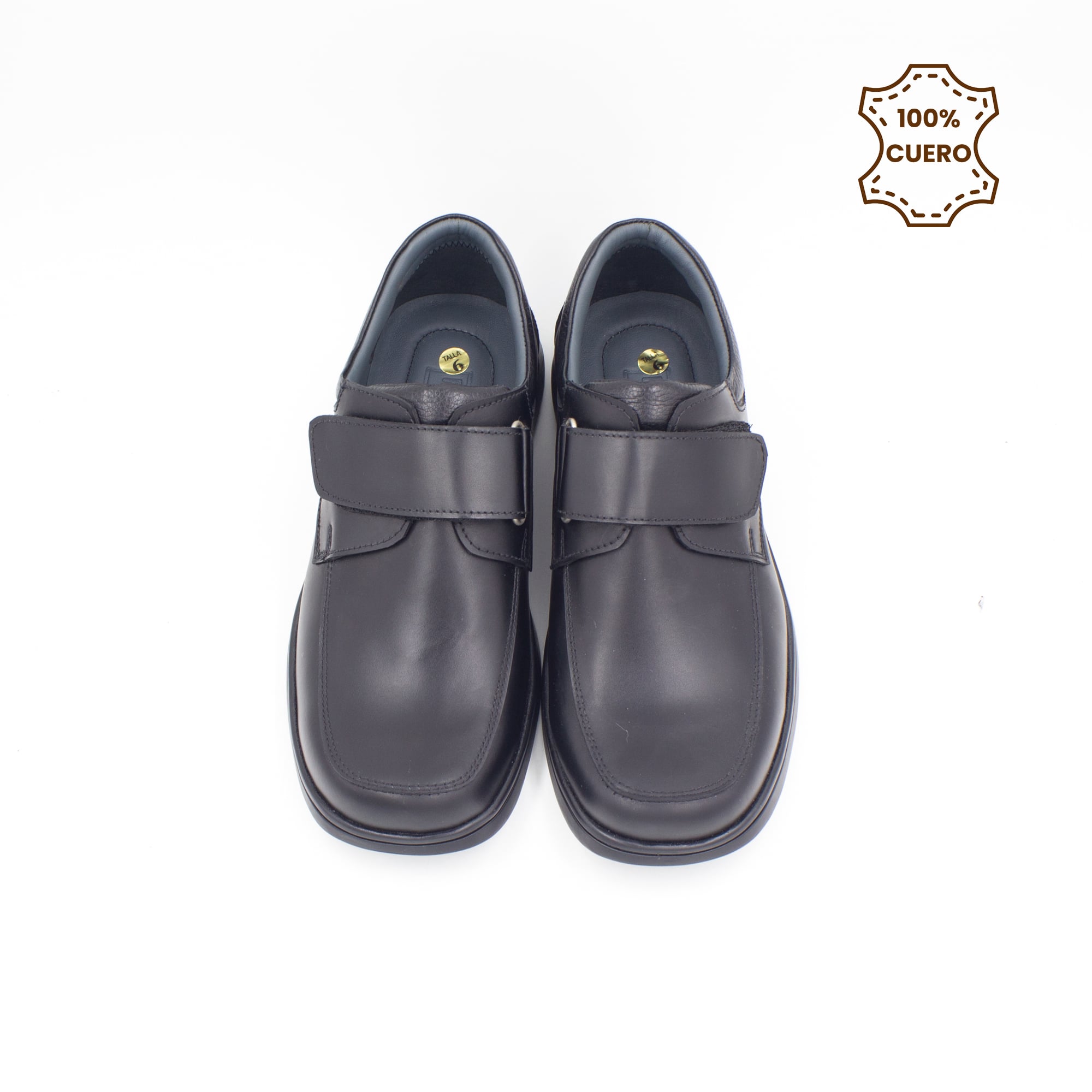 ZAPATOS PEGA PEGA NIÑO LIAM CUERO NEGRO - 4