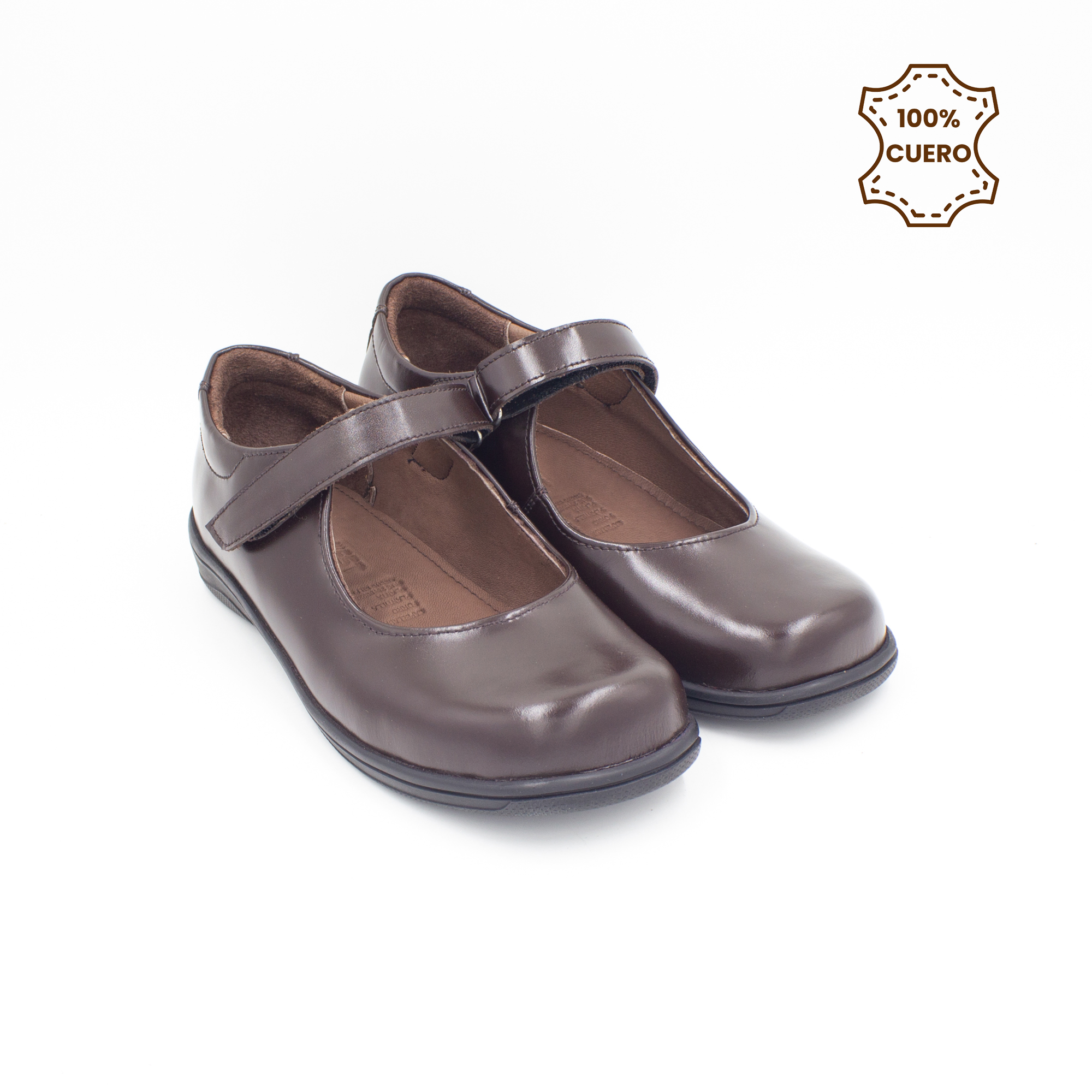 ZAPATOS PEGA PEGA NIÑA CHARLOTTE CUERO MARRON - 2