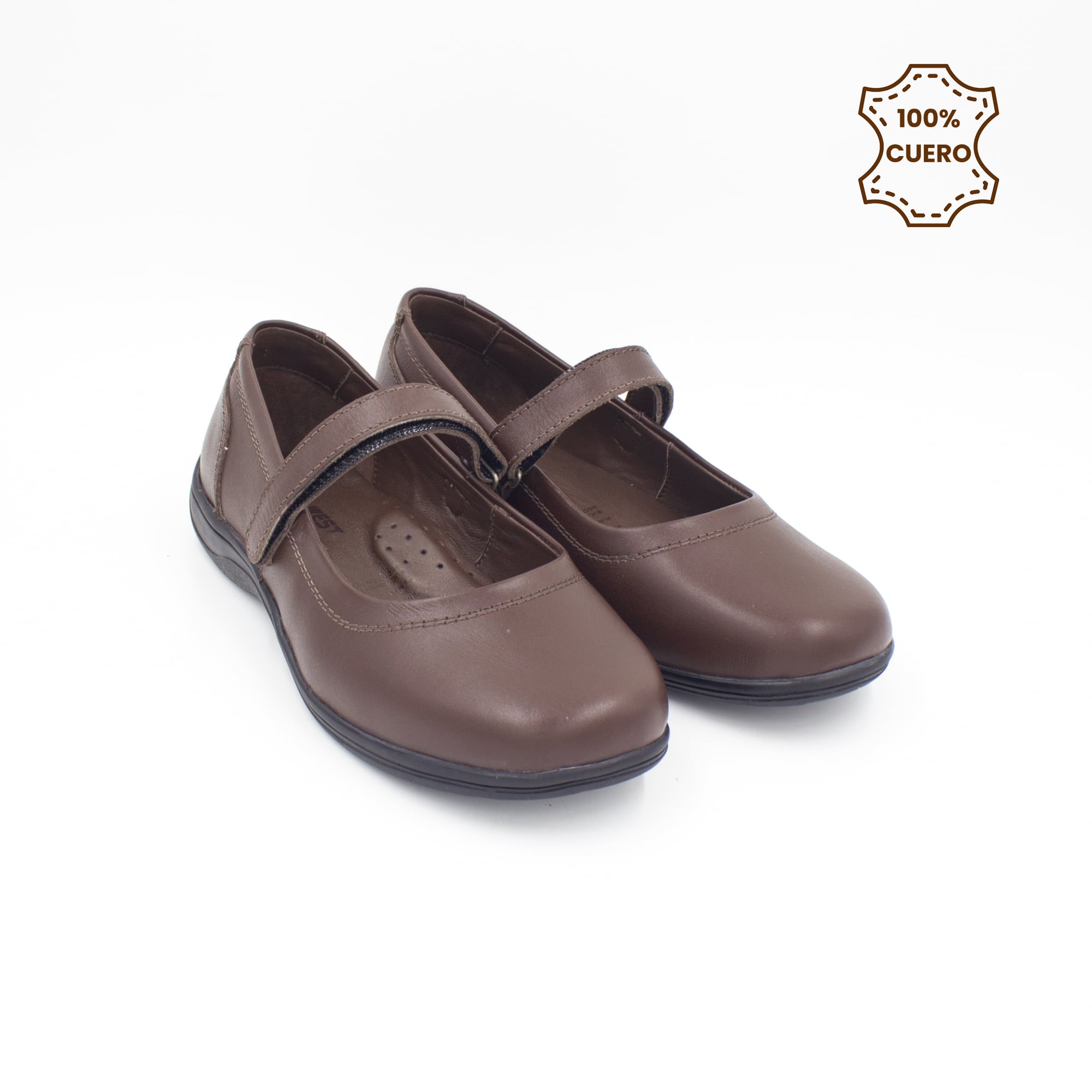 ZAPATOS PEGA PEGA NIÑA DEBBY CUERO MARRON - 2