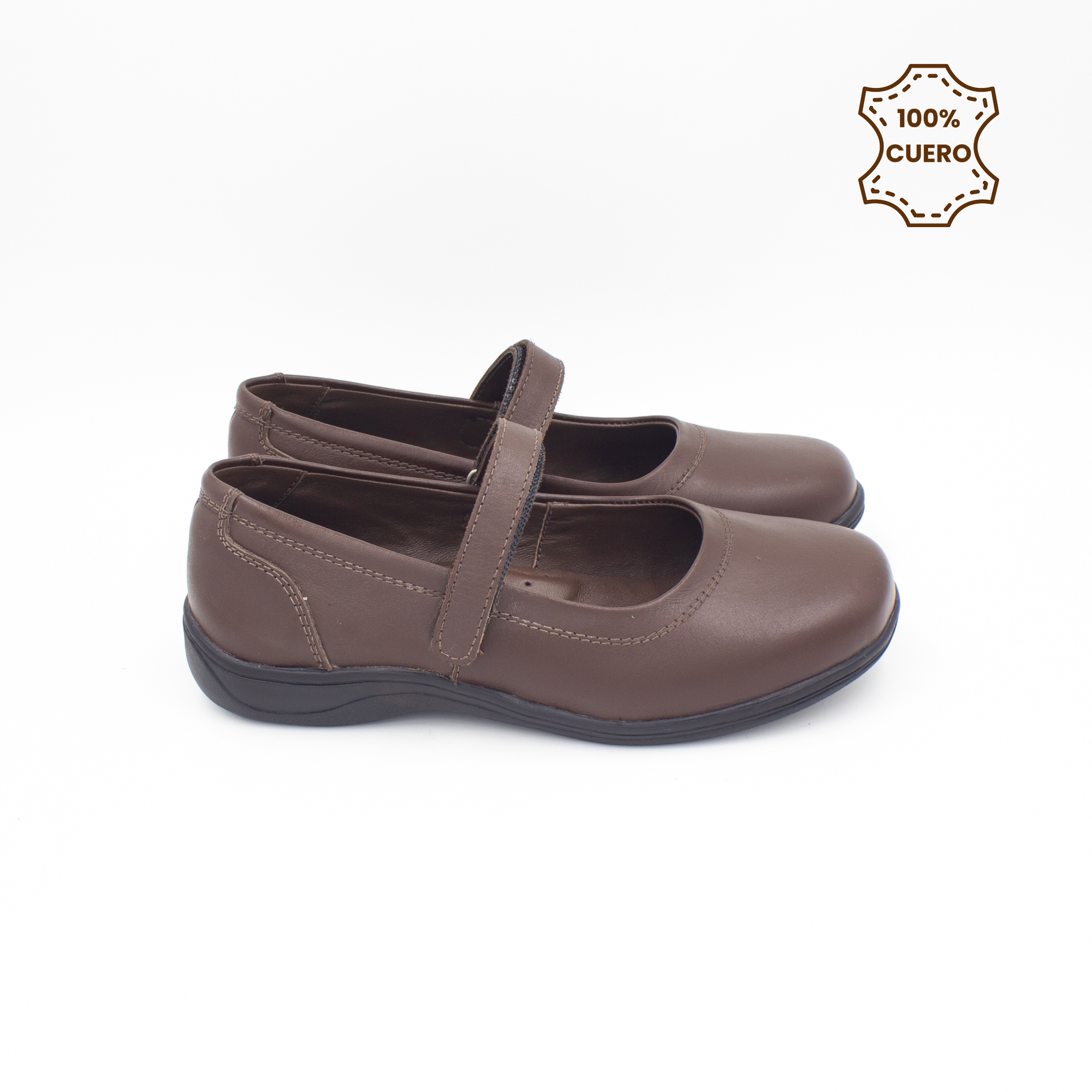 ZAPATOS PEGA PEGA NIÑA DEBBY CUERO MARRON - 3