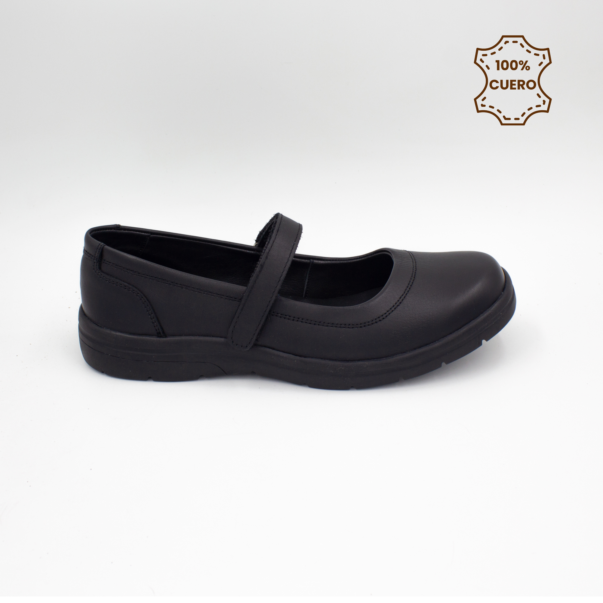 ZAPATOS PEGA PEGA NIÑA DEBBY CUERO NEGRO - 1