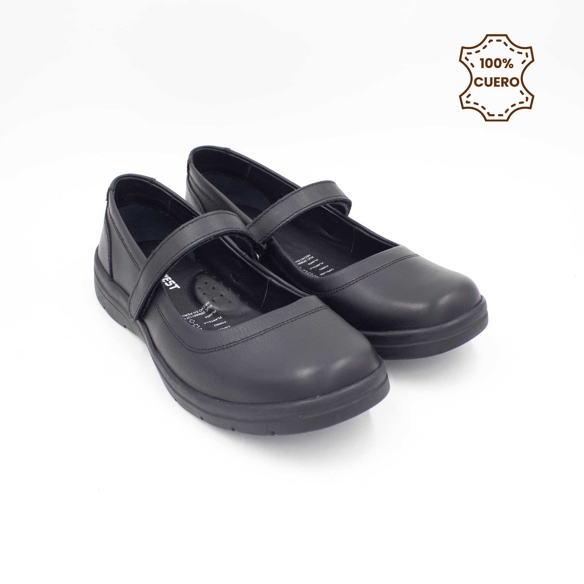 ZAPATOS PEGA PEGA NIÑA DEBBY CUERO NEGRO - 2