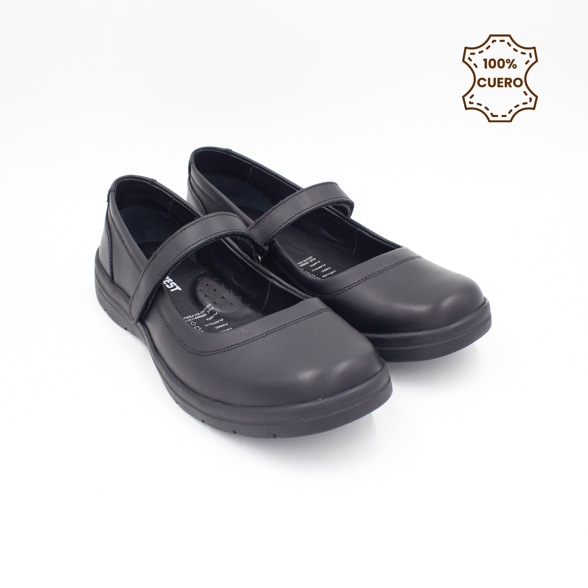ZAPATOS PEGA PEGA NIÑA DEBBY CUERO NEGRO - 2