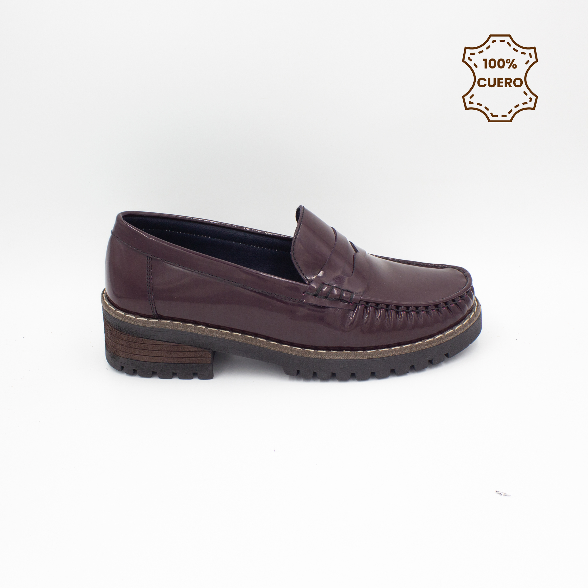 ZAPATOS NIÑA AINARA CUERO GUINDA - 1