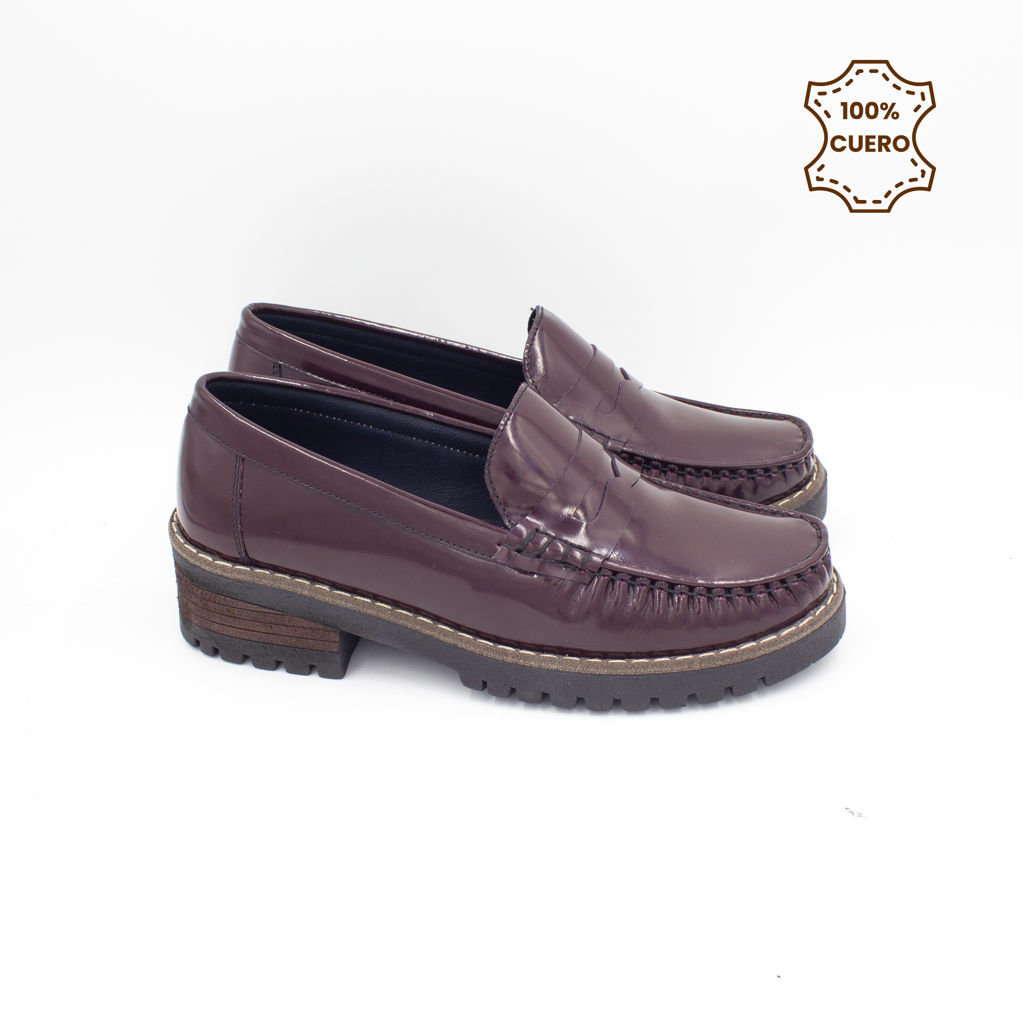 ZAPATOS NIÑA AINARA CUERO GUINDA - 3