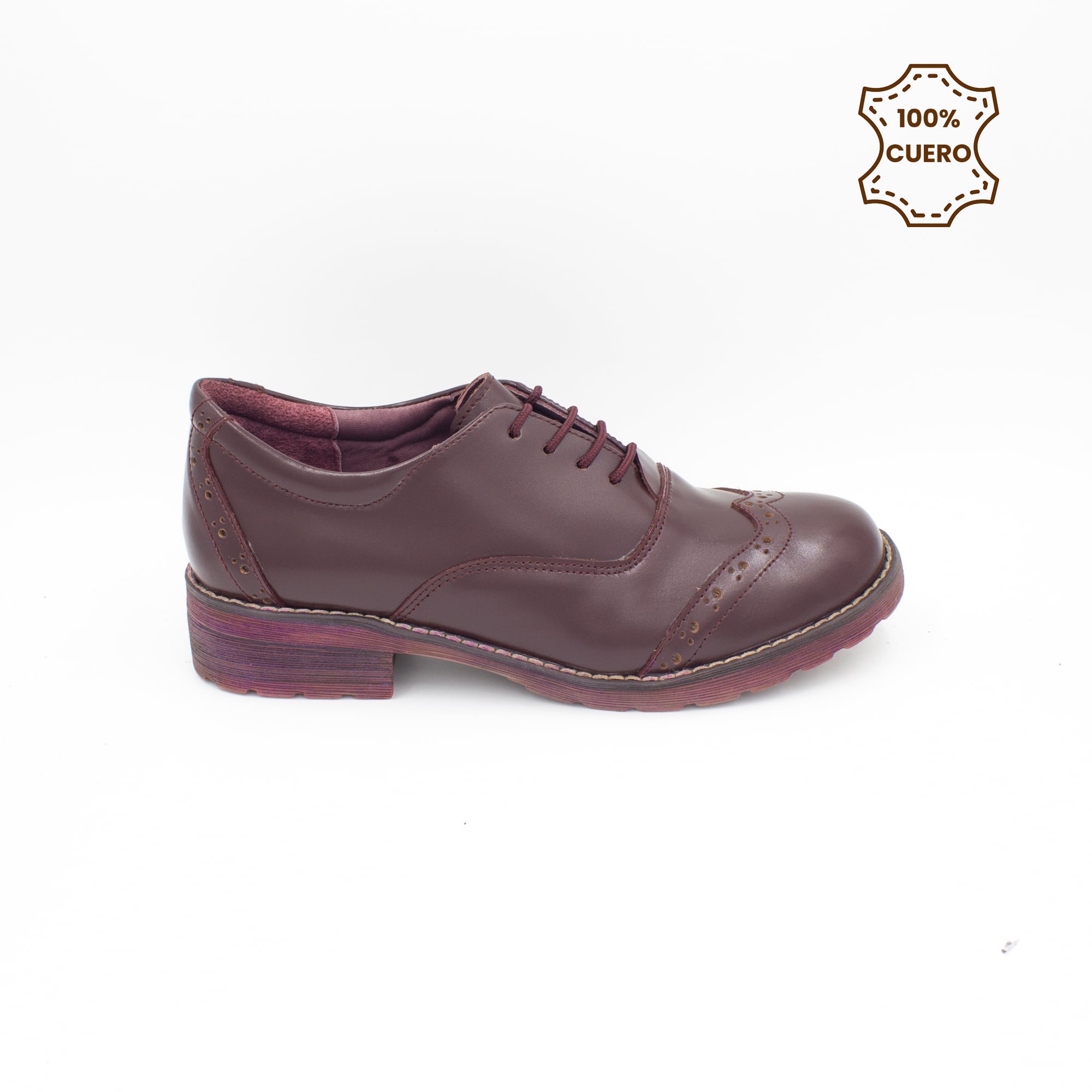 ZAPATOS OXFORD NIÑA CUERO GUINDA - 1