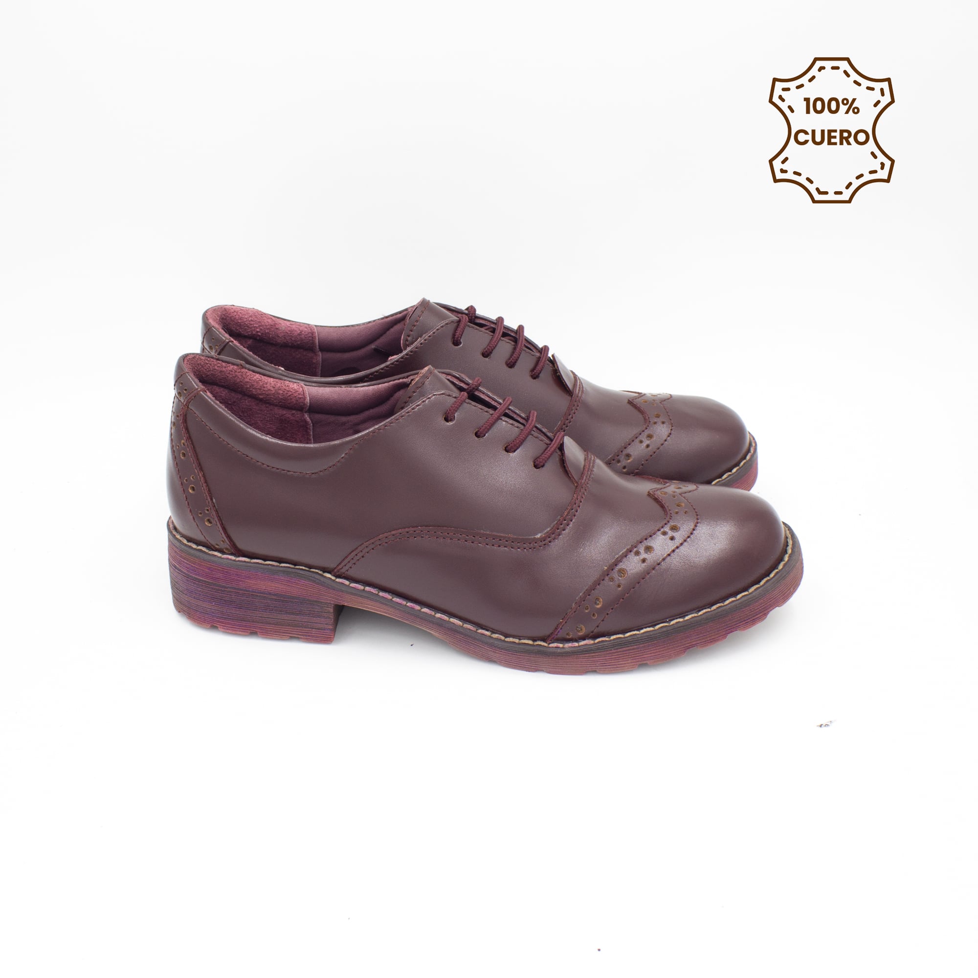 ZAPATOS OXFORD NIÑA CUERO GUINDA - 3