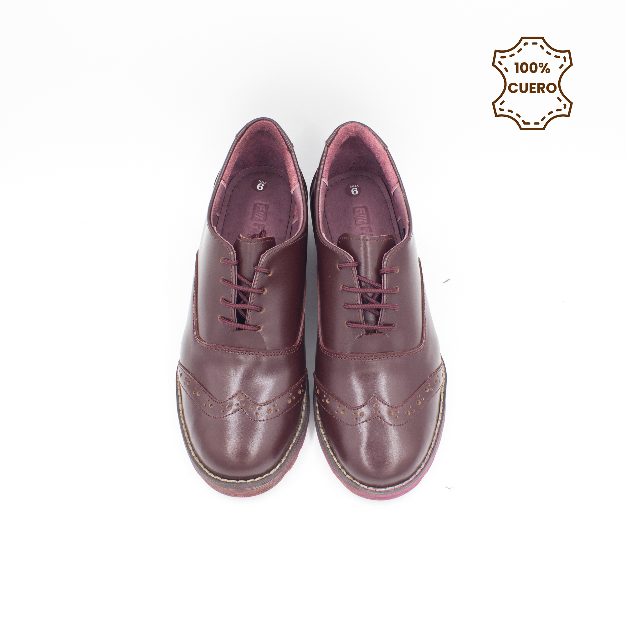 ZAPATOS OXFORD NIÑA CUERO GUINDA - 4