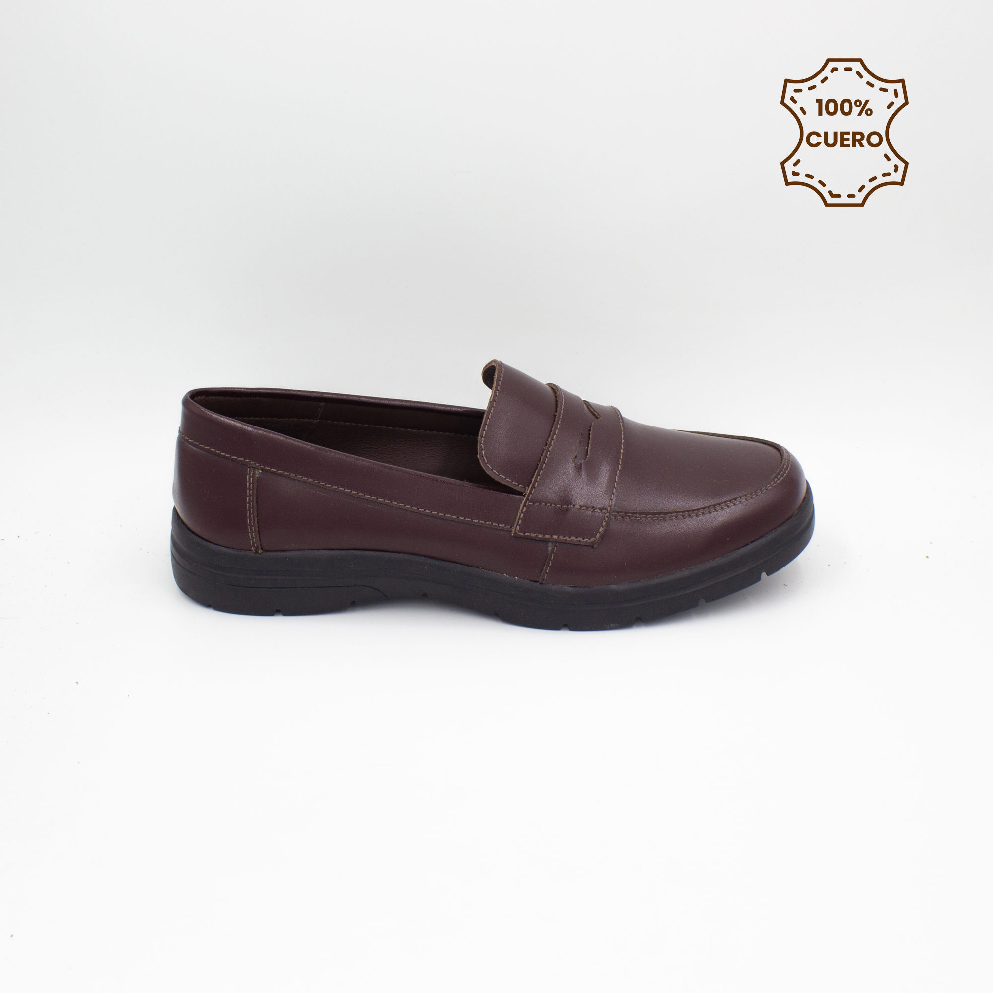 ZAPATOS MOCASINES NIÑA ABRIL CUERO GUINDA - 1