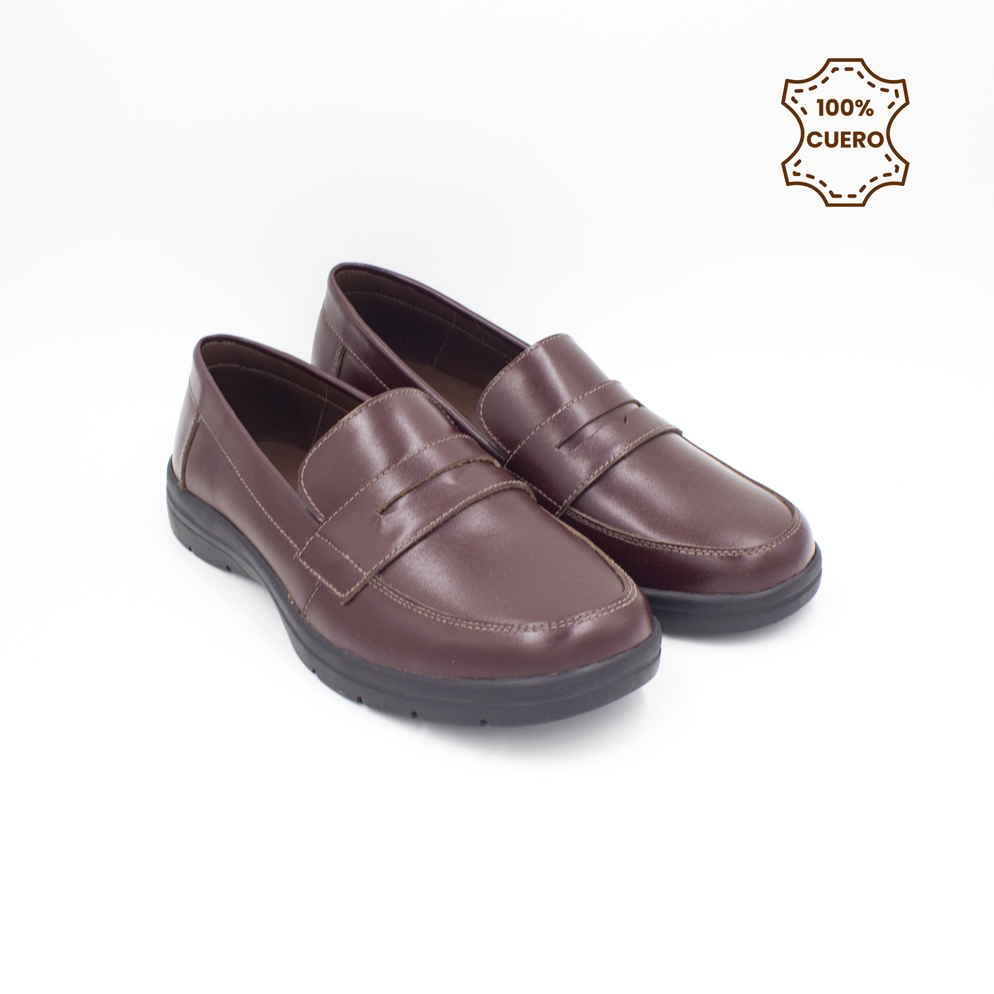 ZAPATOS MOCASINES NIÑA ABRIL CUERO GUINDA - 2