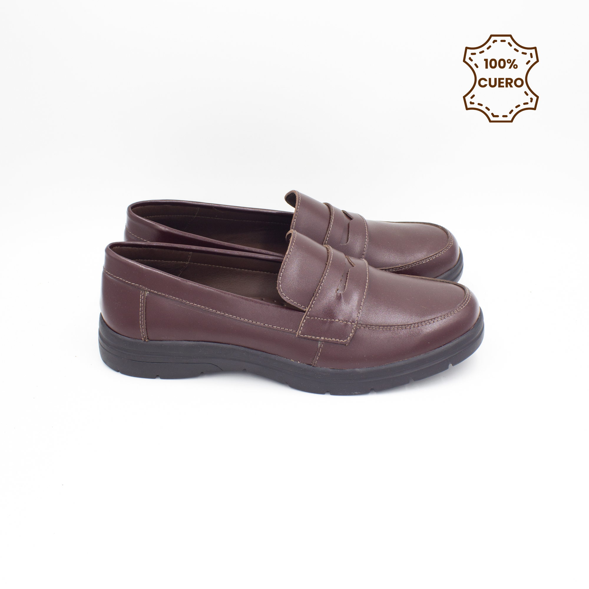 ZAPATOS MOCASINES NIÑA ABRIL CUERO GUINDA - 3