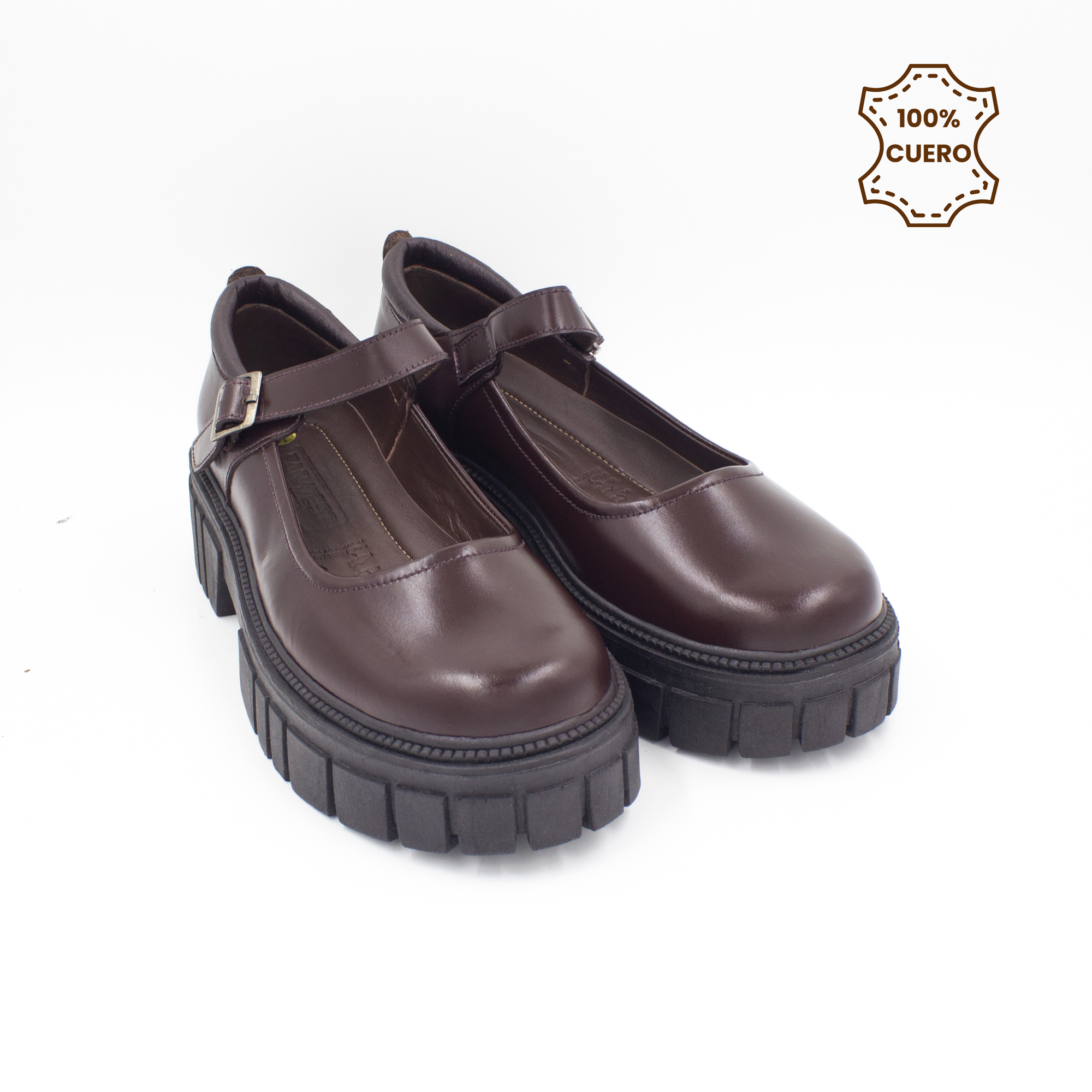 ZAPATOS NIÑA MAFER-2601 CUERO MARRON - 2