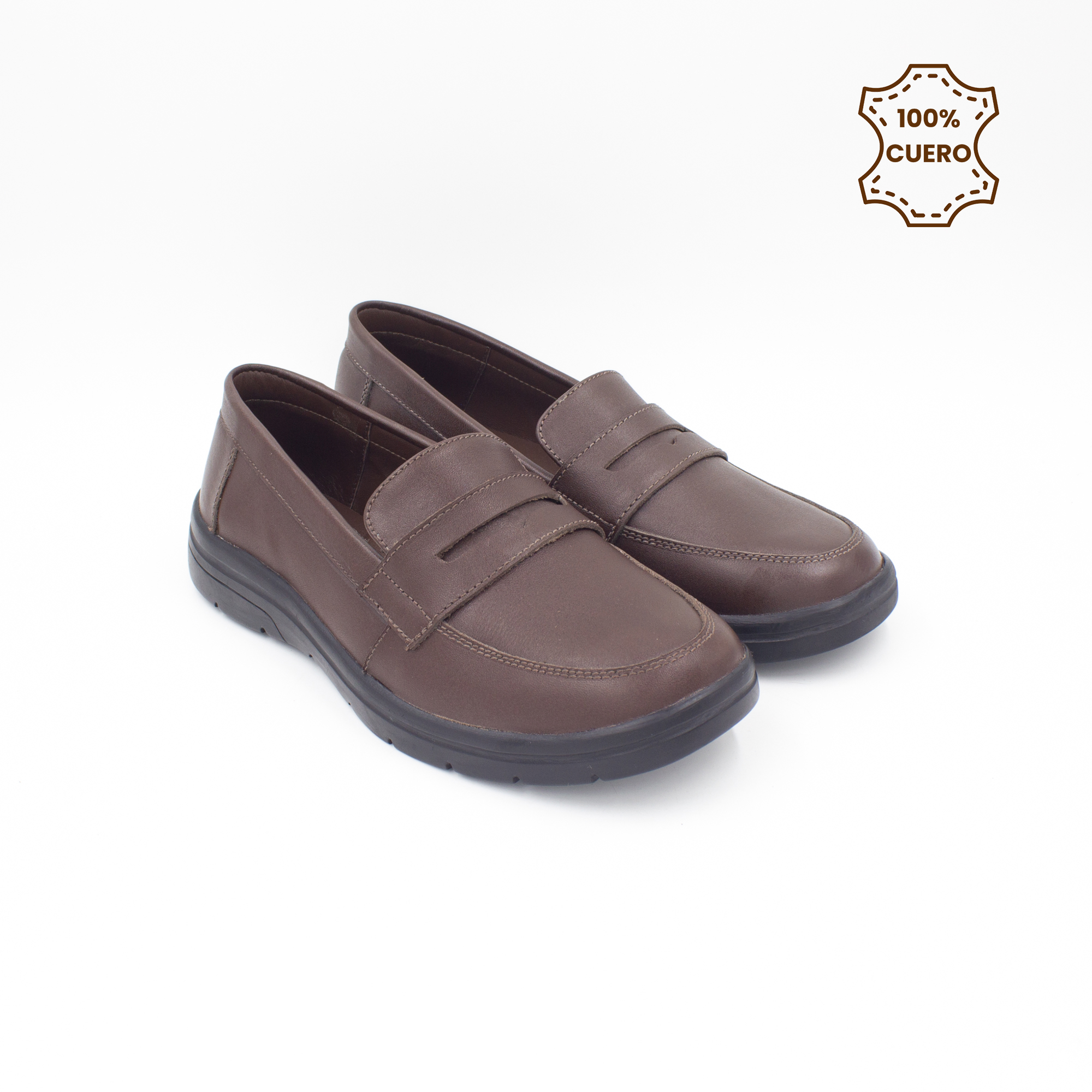 ZAPATOS MOCASINES NIÑA ABRIL CUERO MARRON - 2
