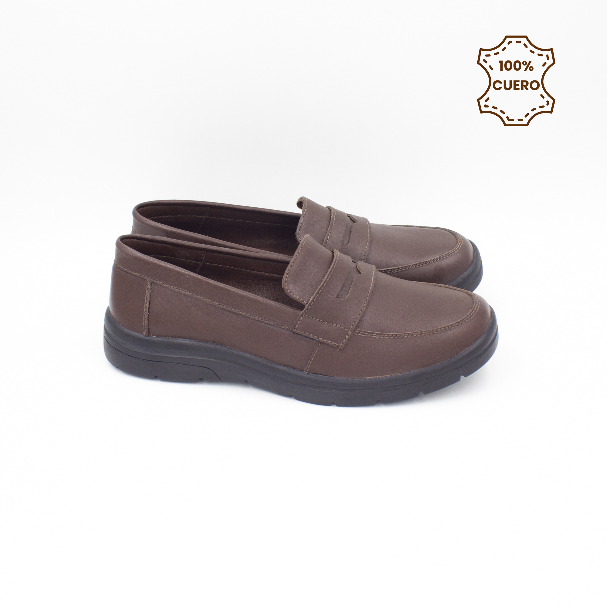 ZAPATOS MOCASINES NIÑA ABRIL CUERO MARRON - 3