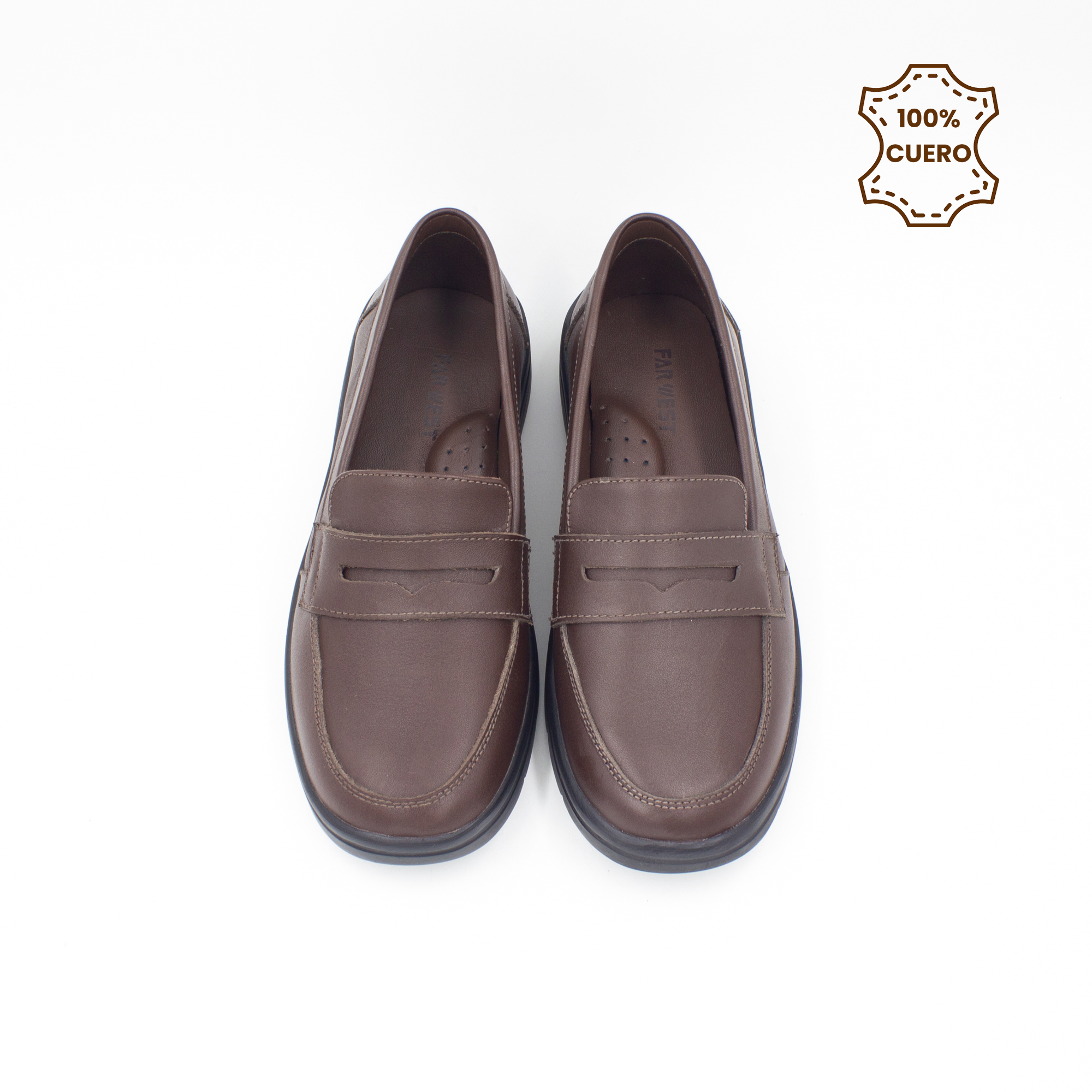 ZAPATOS MOCASINES NIÑA ABRIL CUERO MARRON - 4
