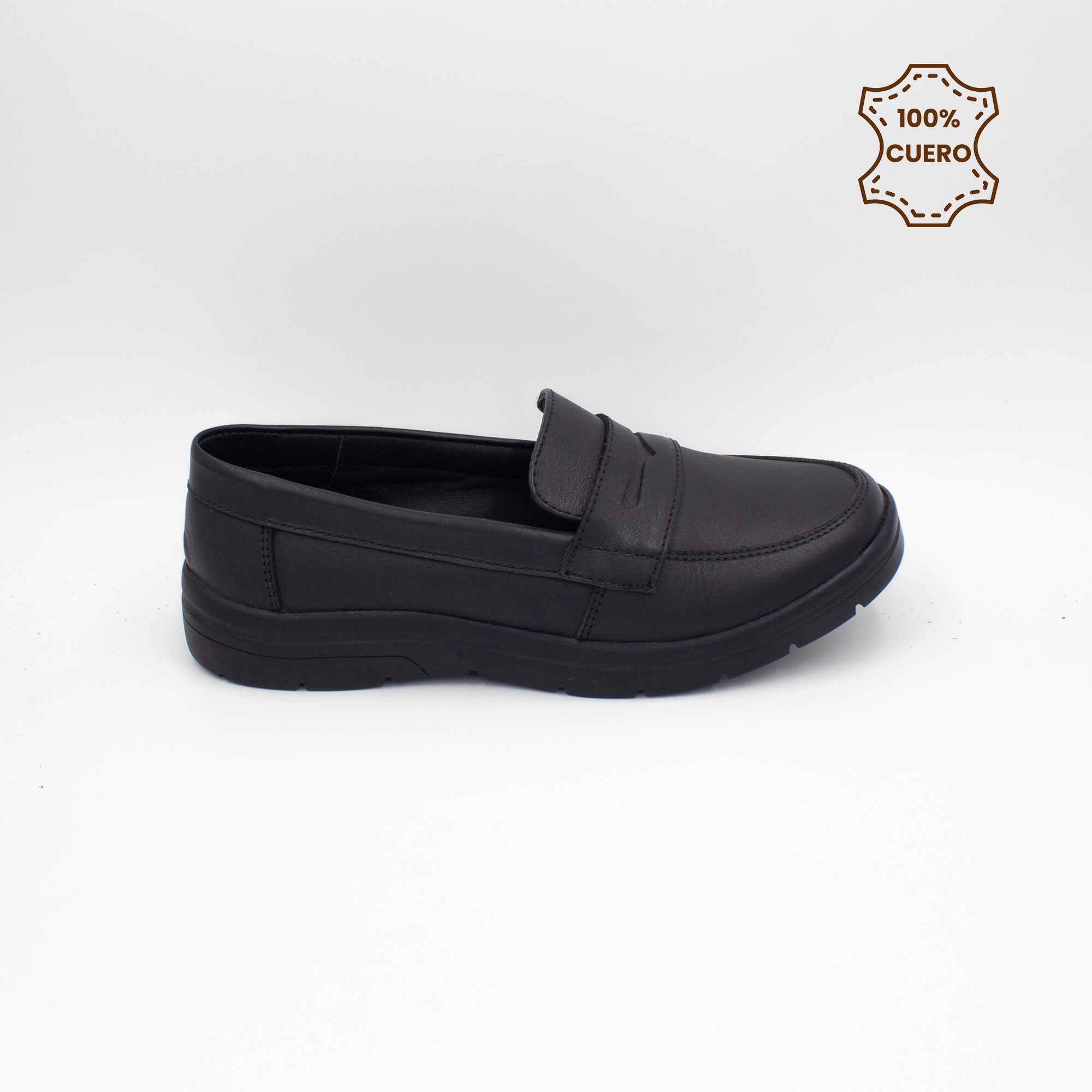 ZAPATOS MOCASINES NIÑA ABRIL CUERO NEGRO - 1