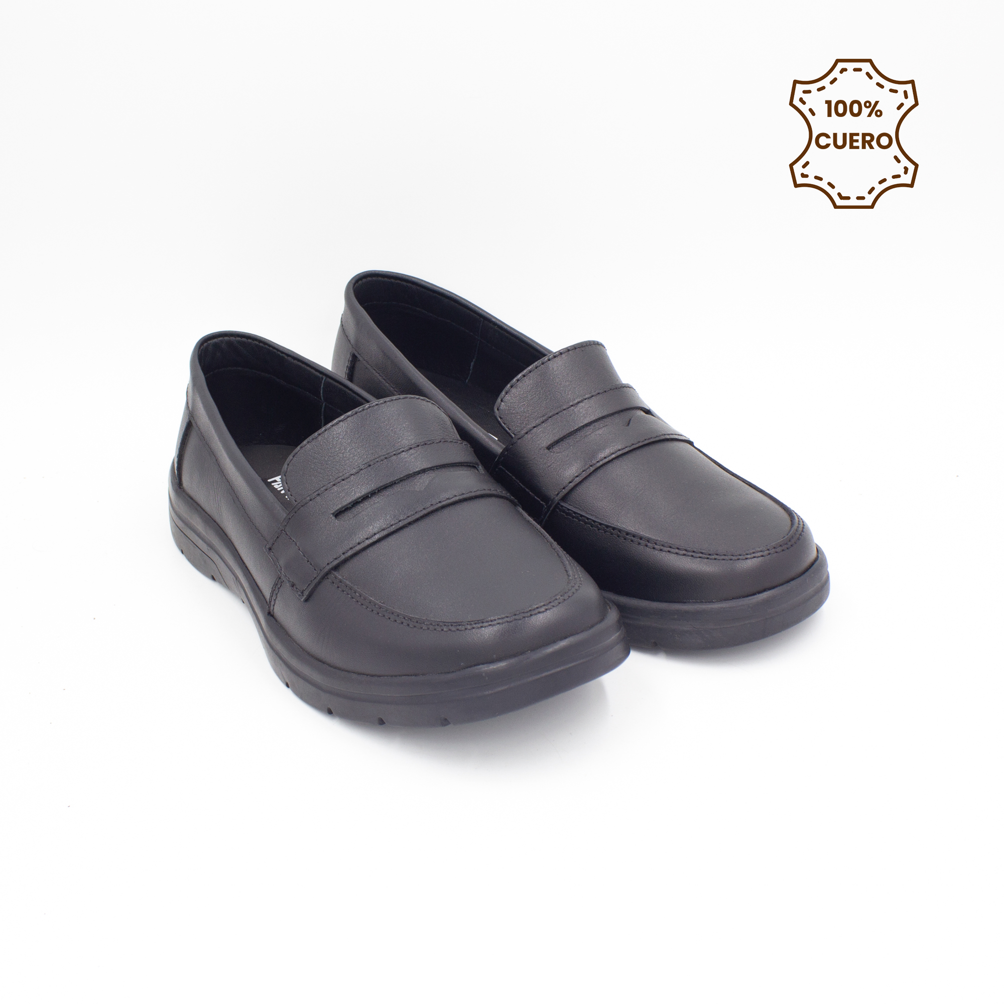 ZAPATOS MOCASINES NIÑA ABRIL CUERO NEGRO - 2