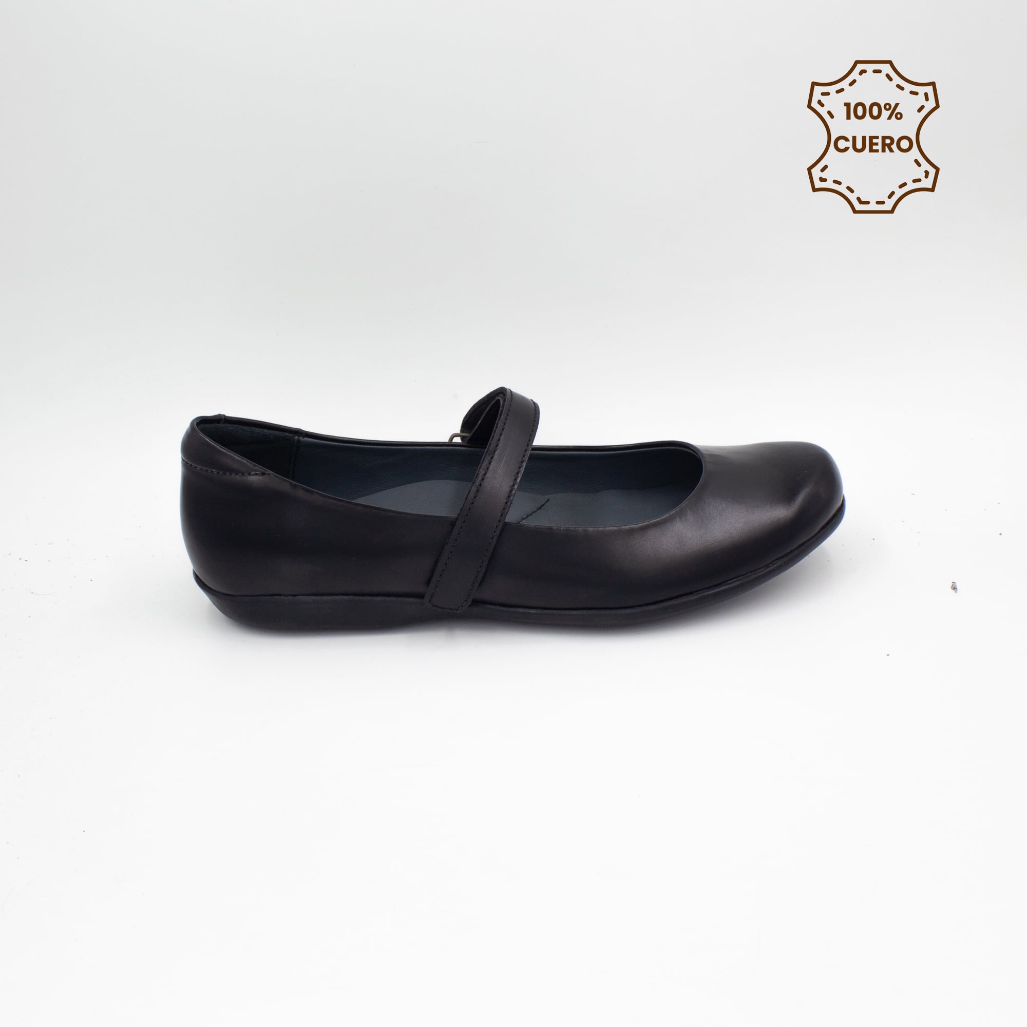 ZAPATOS BALLERINAS NIÑA DONNA CUERO NEGRO - 1