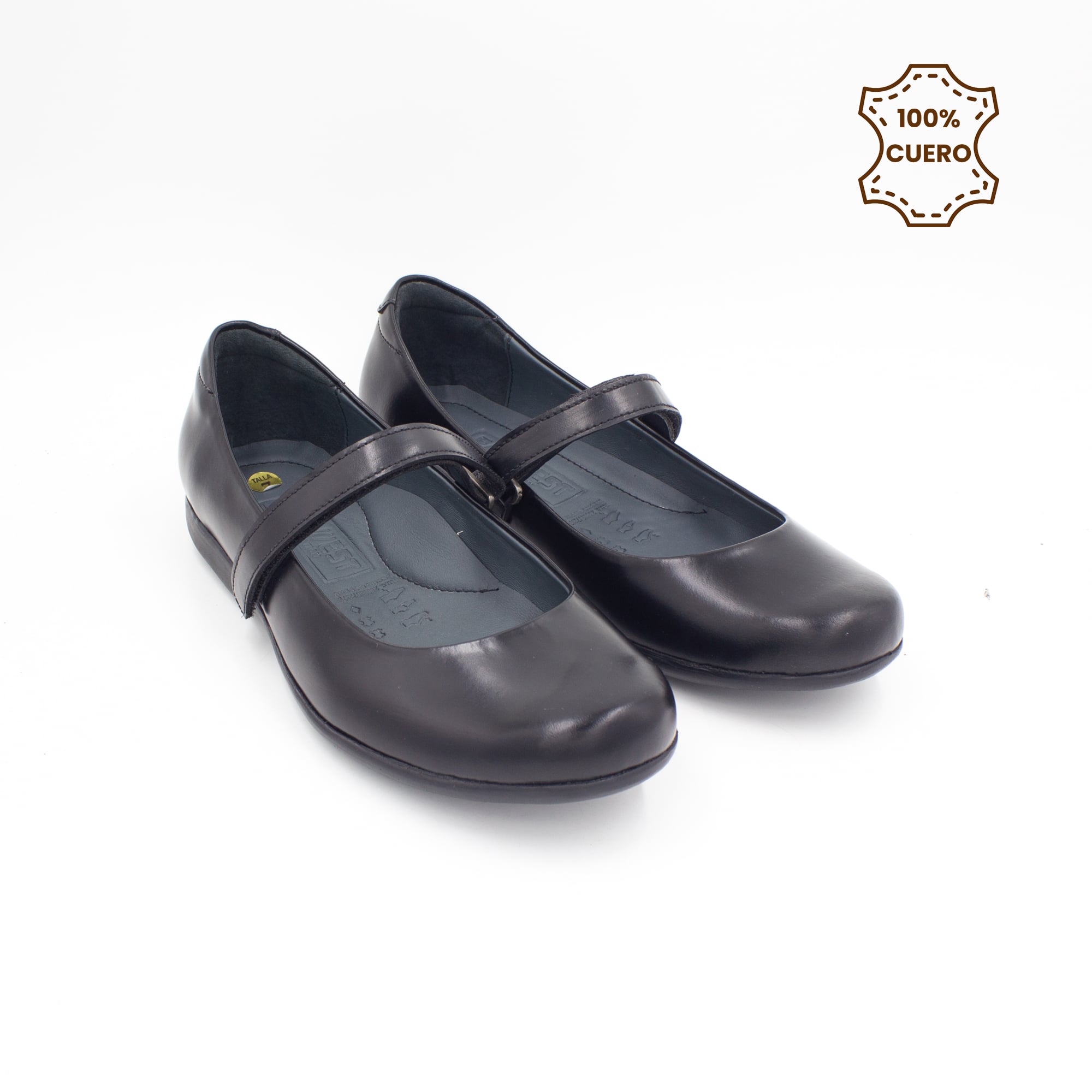 ZAPATOS BALLERINAS NIÑA DONNA CUERO NEGRO - 2