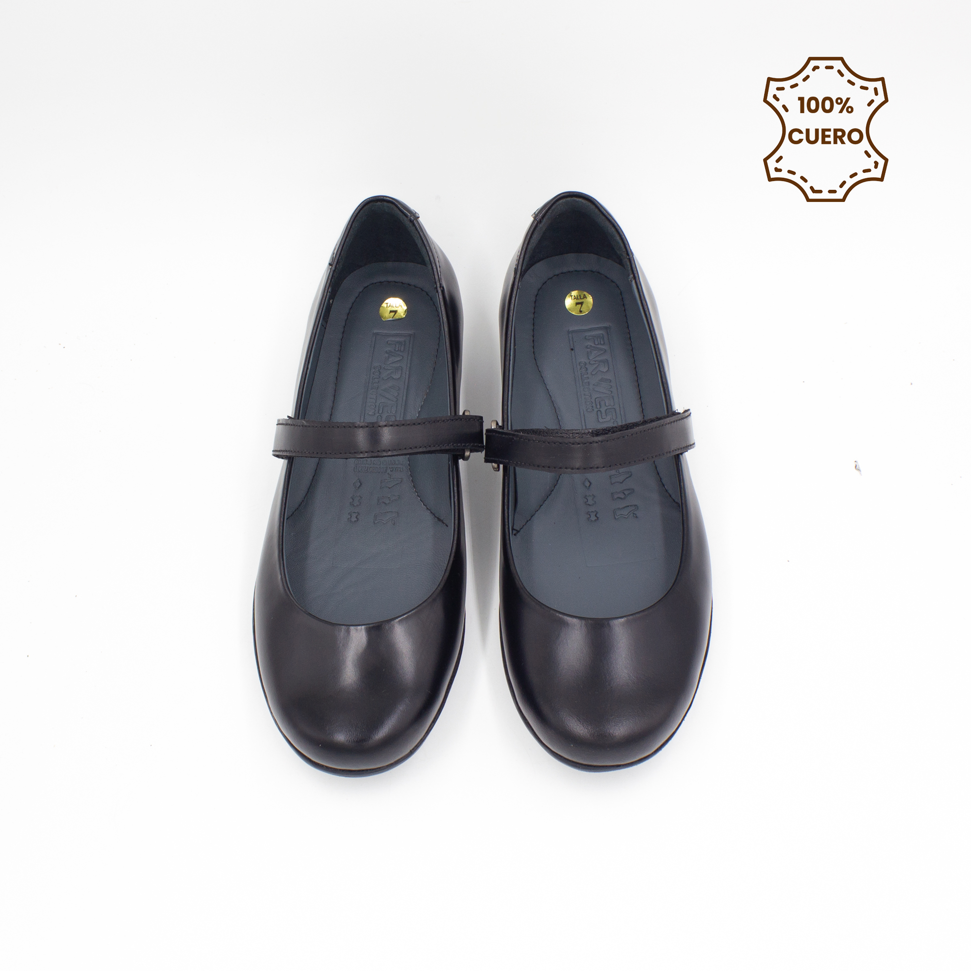 ZAPATOS BALLERINAS NIÑA DONNA CUERO NEGRO - 4