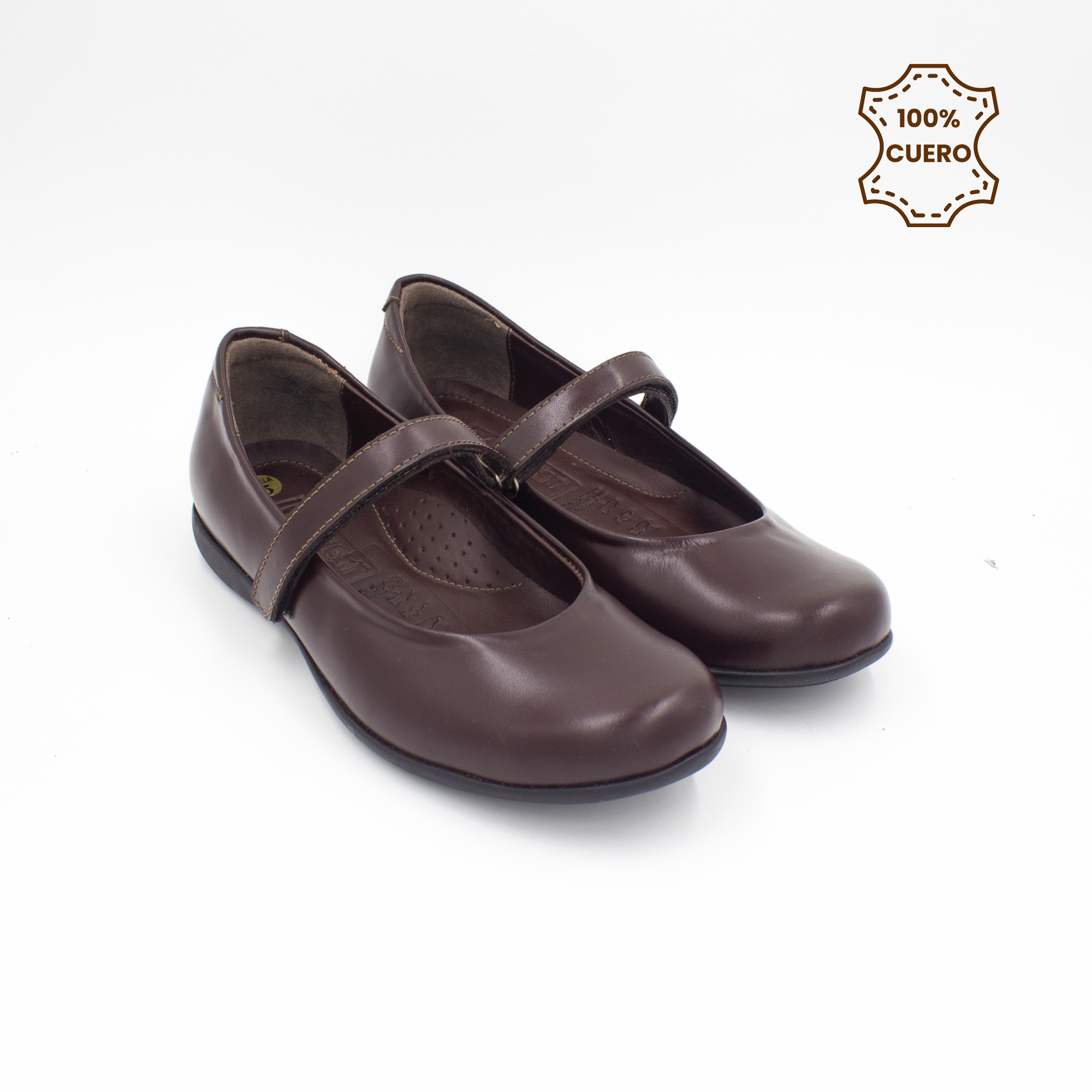 ZAPATOS BALLERINAS NIÑA DONNA CUERO MARRON - 2