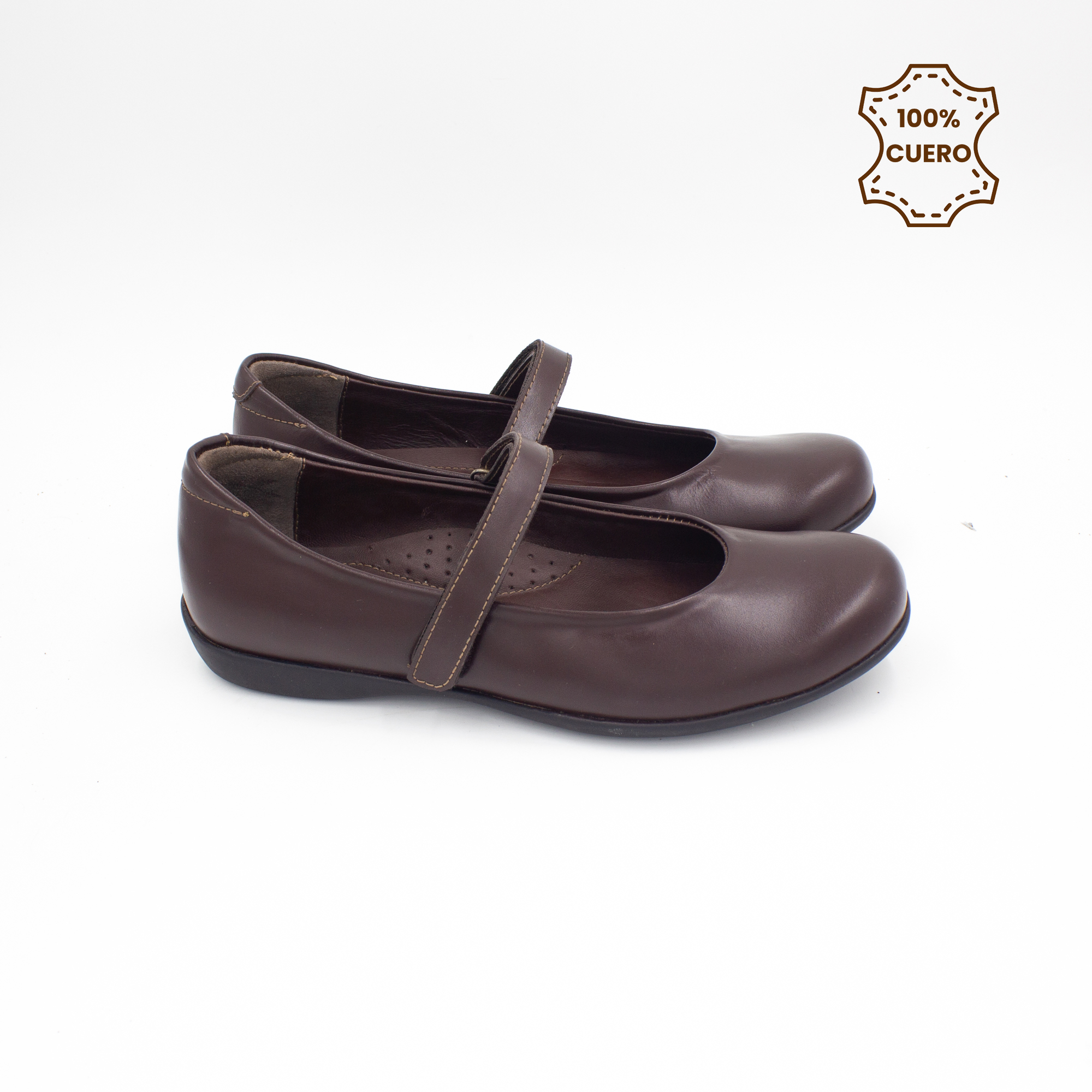 ZAPATOS BALLERINAS NIÑA DONNA CUERO MARRON - 3