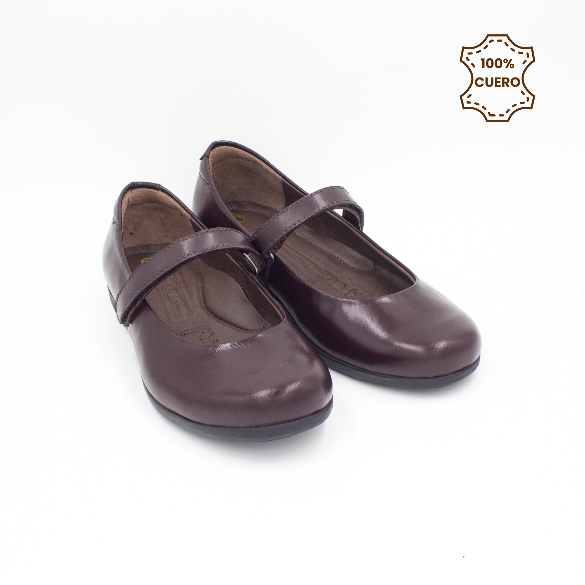 ZAPATOS  BALLERINAS NIÑA DONNA CUERO GUINDA - 2