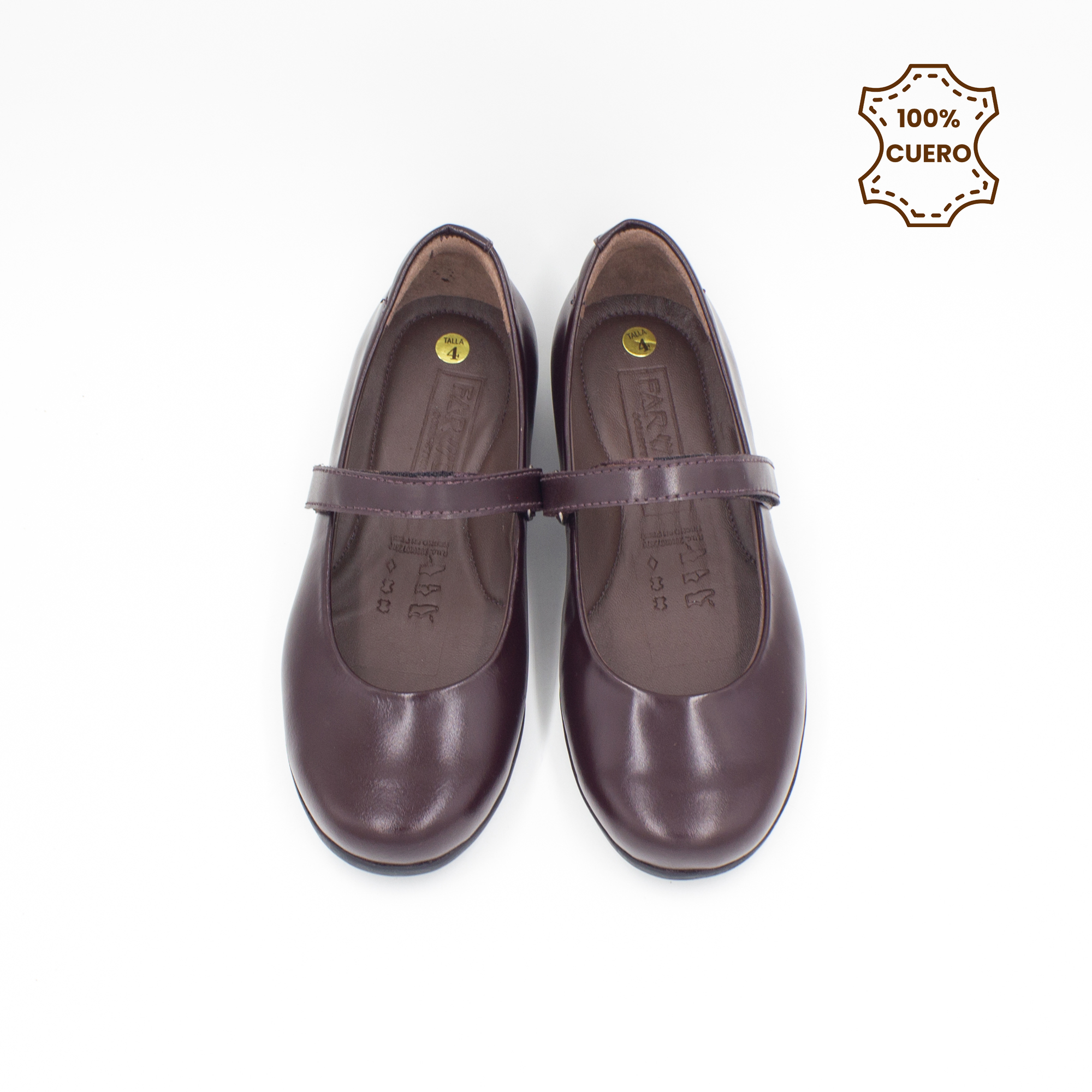 ZAPATOS  BALLERINAS NIÑA DONNA CUERO GUINDA - 4