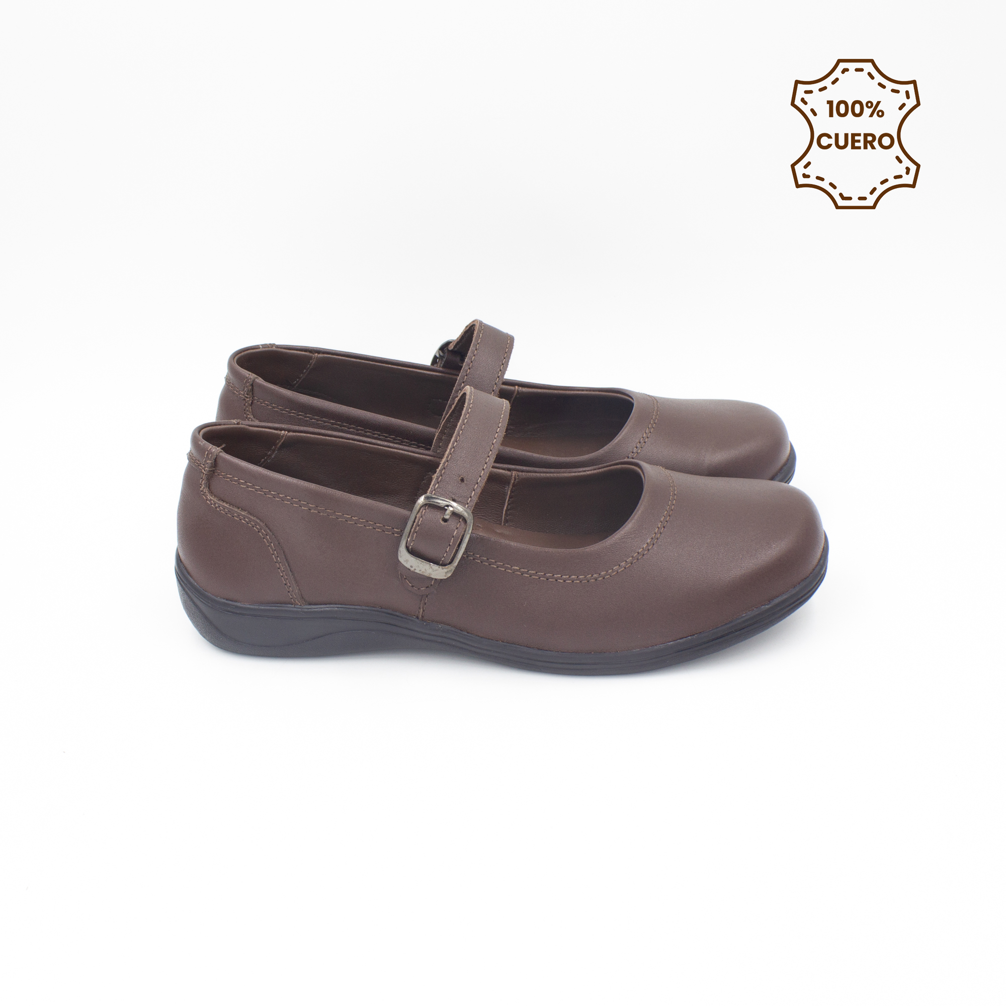 ZAPATOS NIÑA ABIGAIL CUERO MARRON - 3